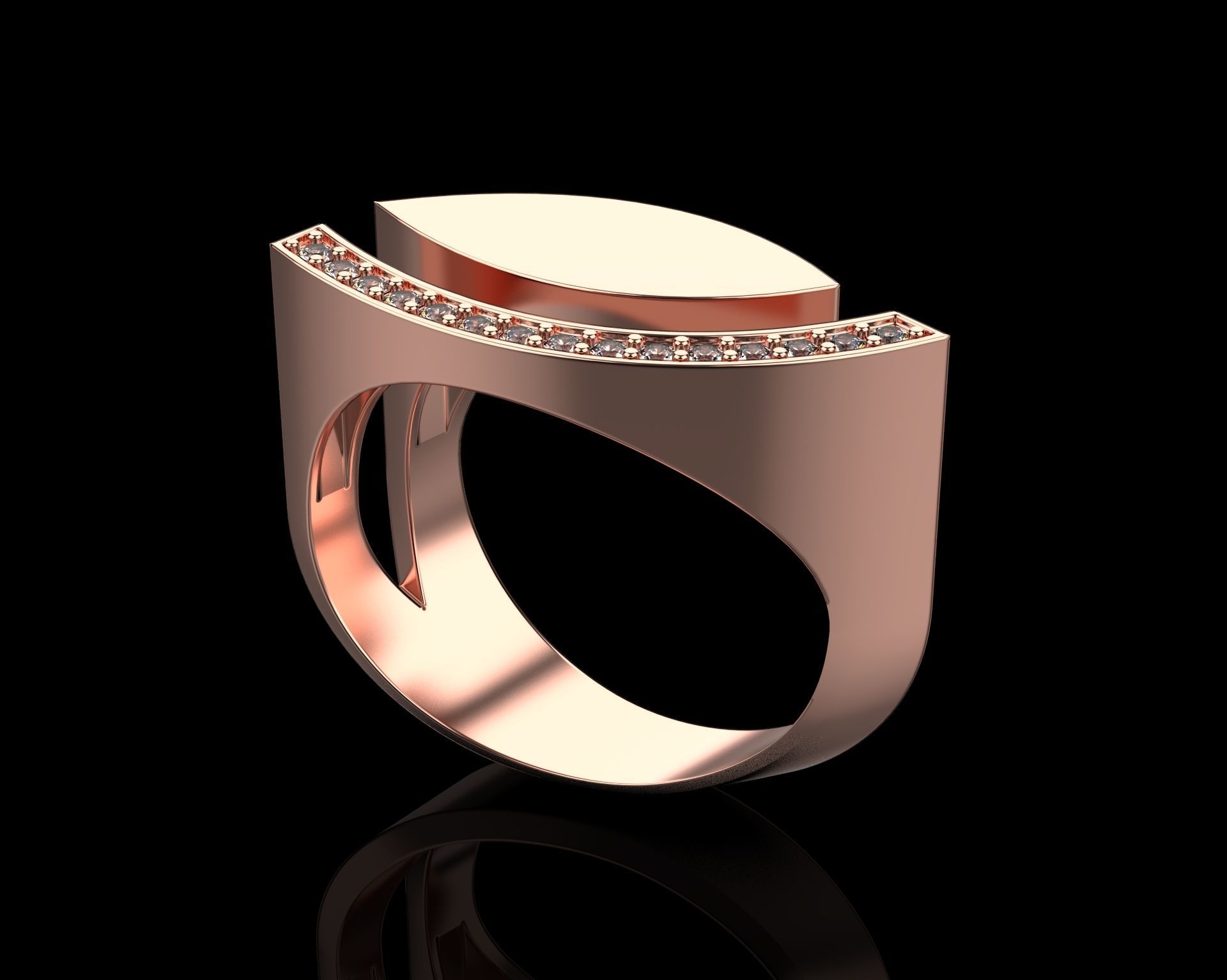 Ring with Diamonds N60 3D print model_10