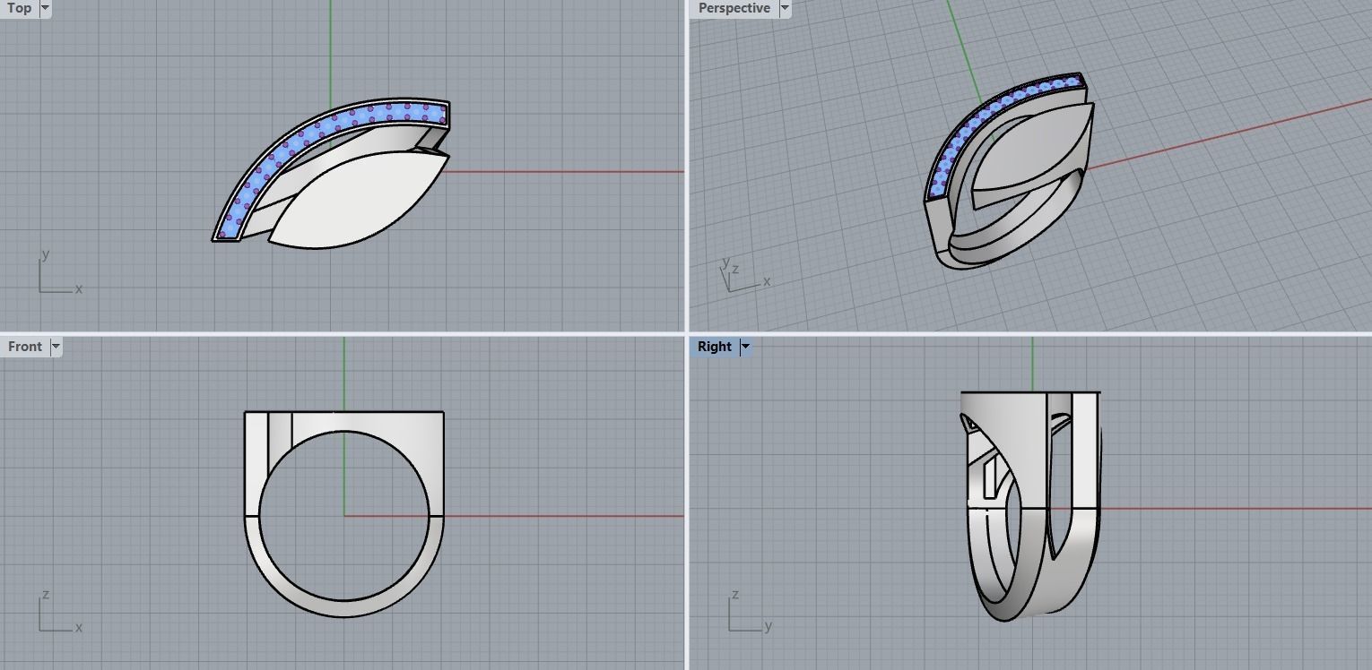 Ring with Diamonds N60 3D print model_14