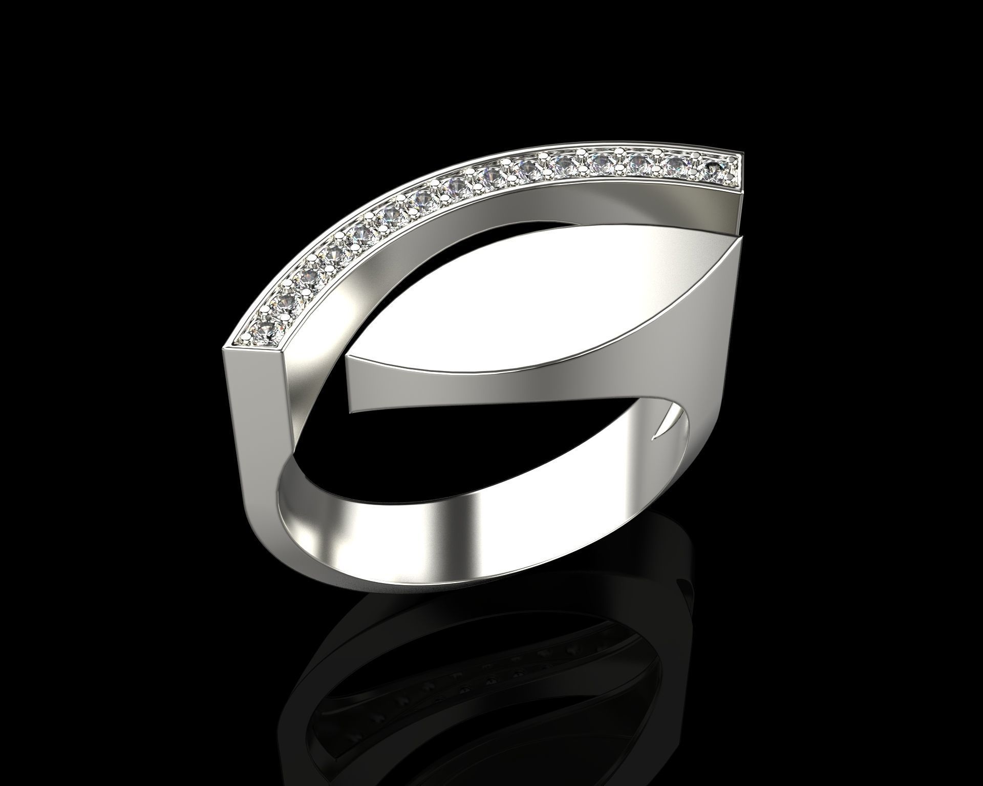 Ring with Diamonds N60 3D print model_11