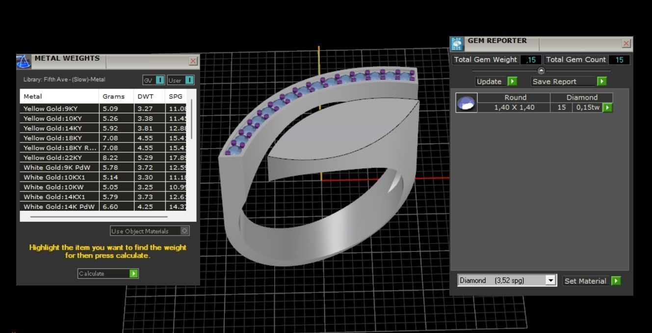 Ring with Diamonds N60 3D print model_6