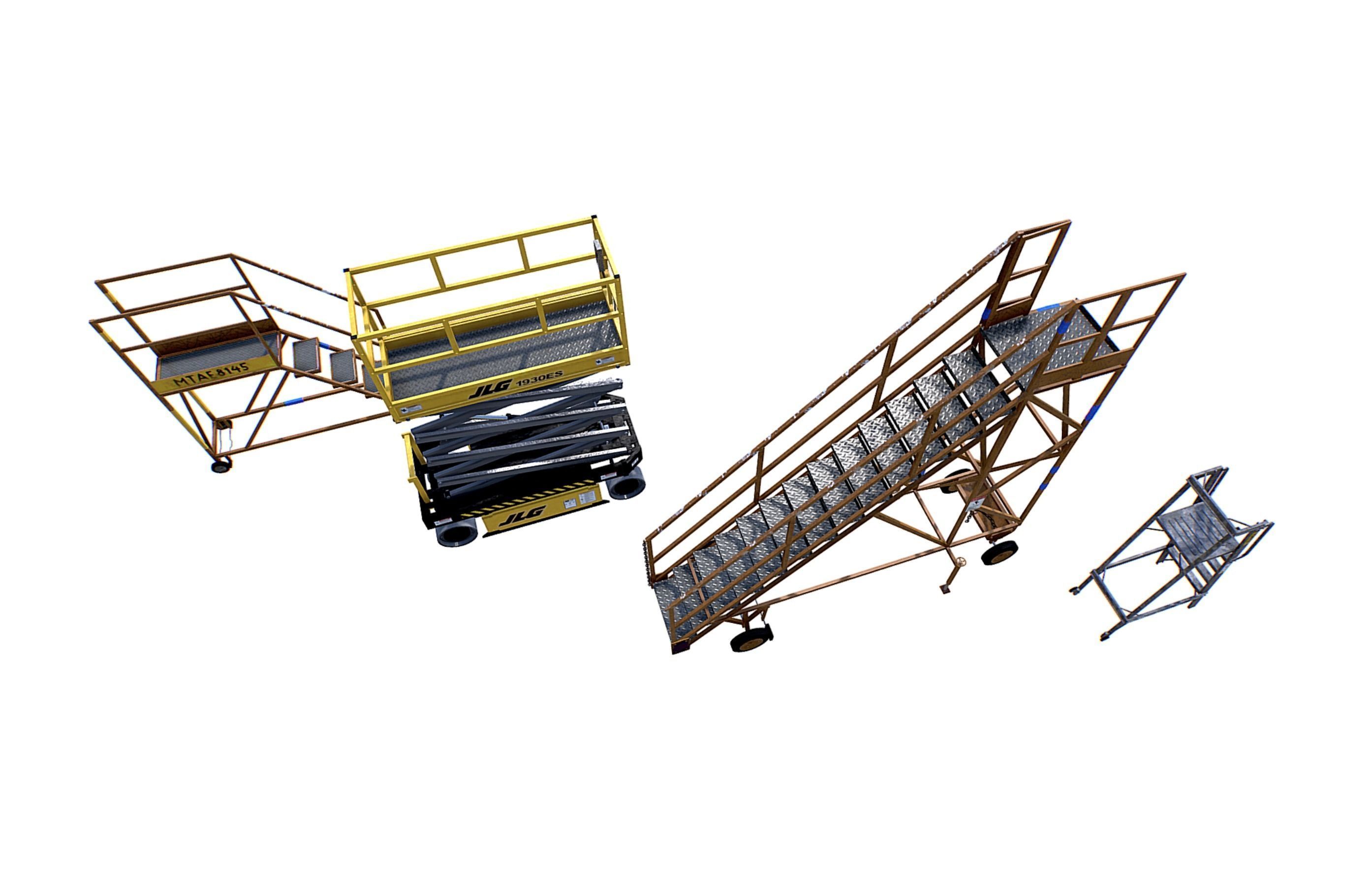 Aircraft Maintenance Ladders Collection Low-poly 3D model_3