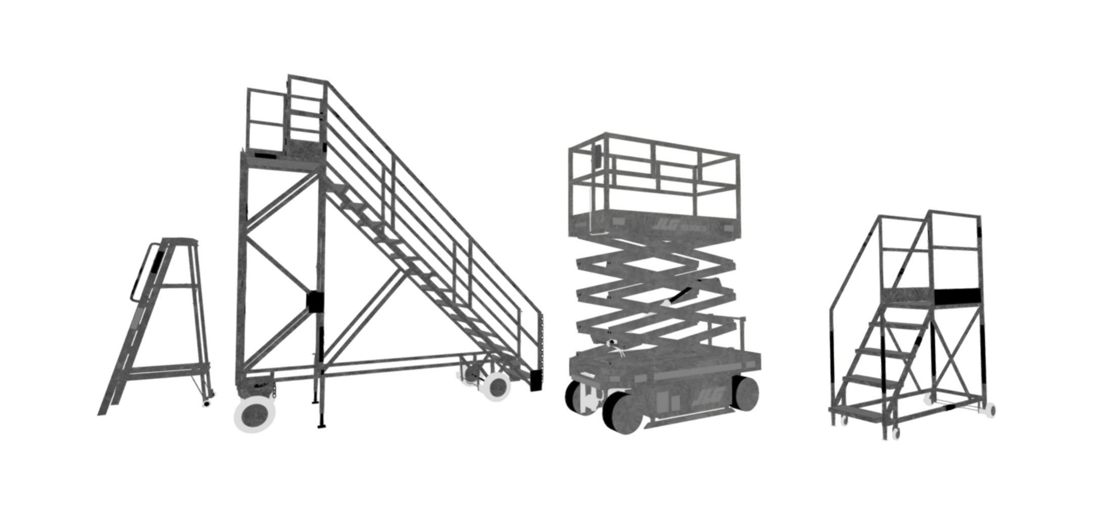 Aircraft Maintenance Ladders Collection Low-poly 3D model_12