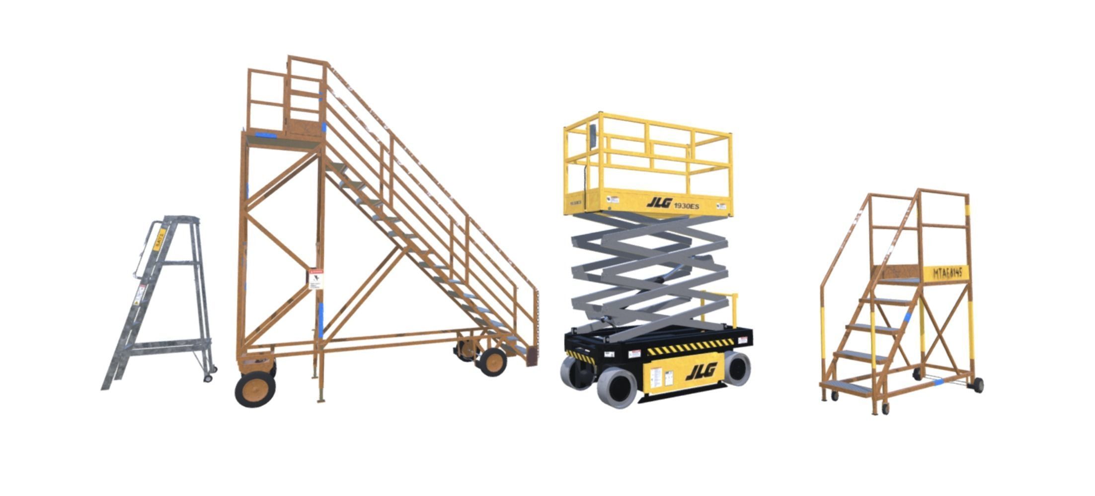 Aircraft Maintenance Ladders Collection Low-poly 3D model_1