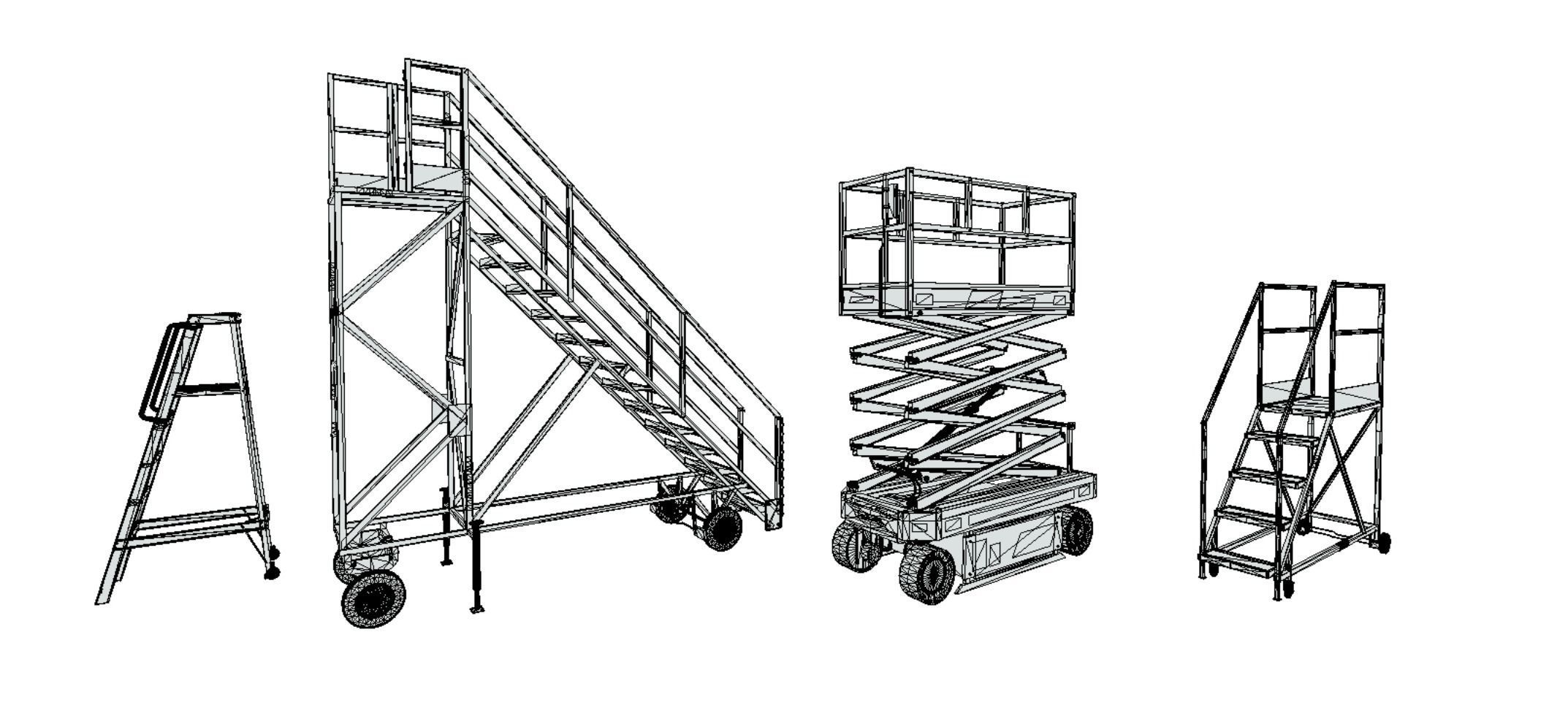 Aircraft Maintenance Ladders Collection Low-poly 3D model_15