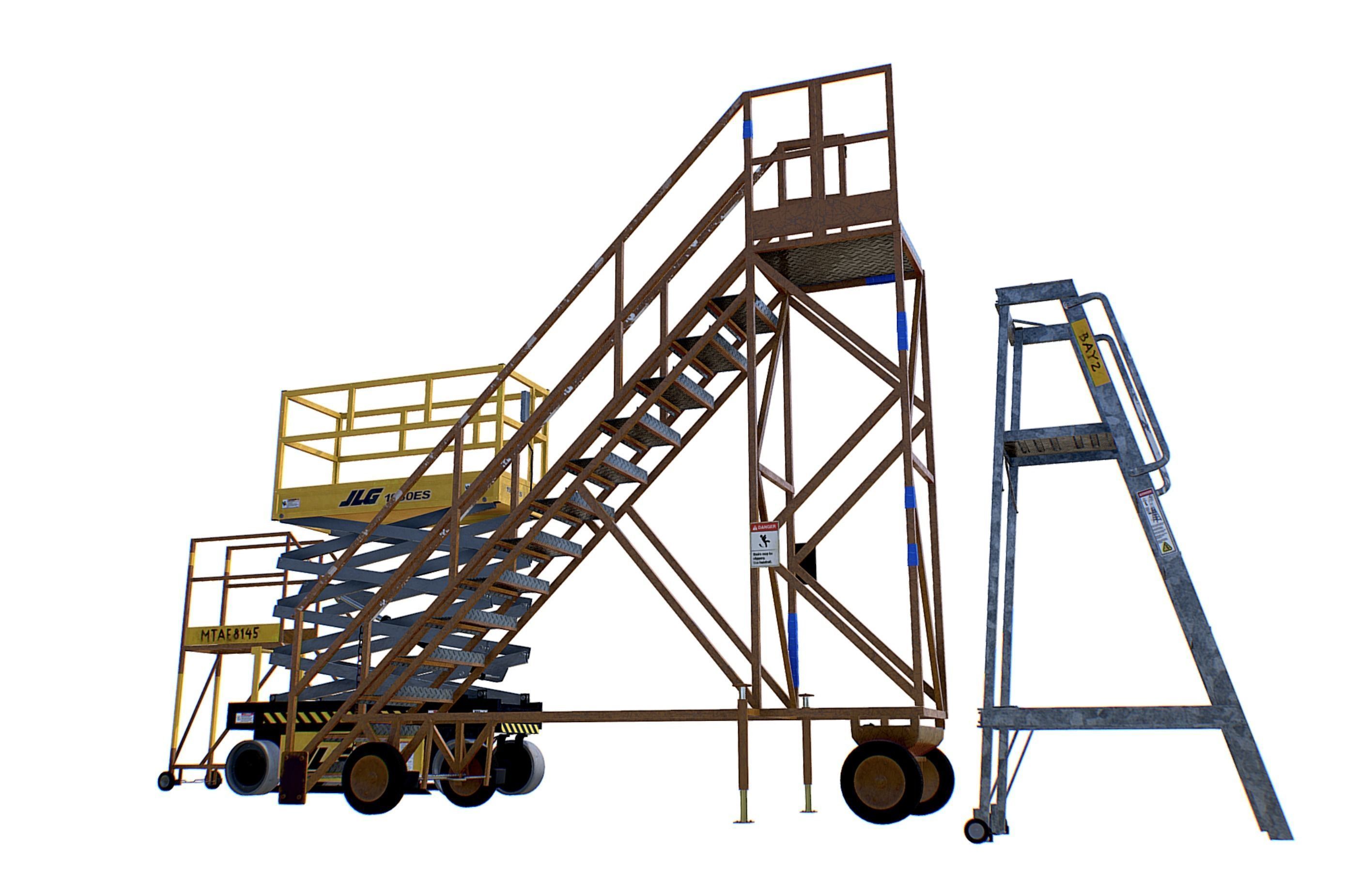 Aircraft Maintenance Ladders Collection Low-poly 3D model_7