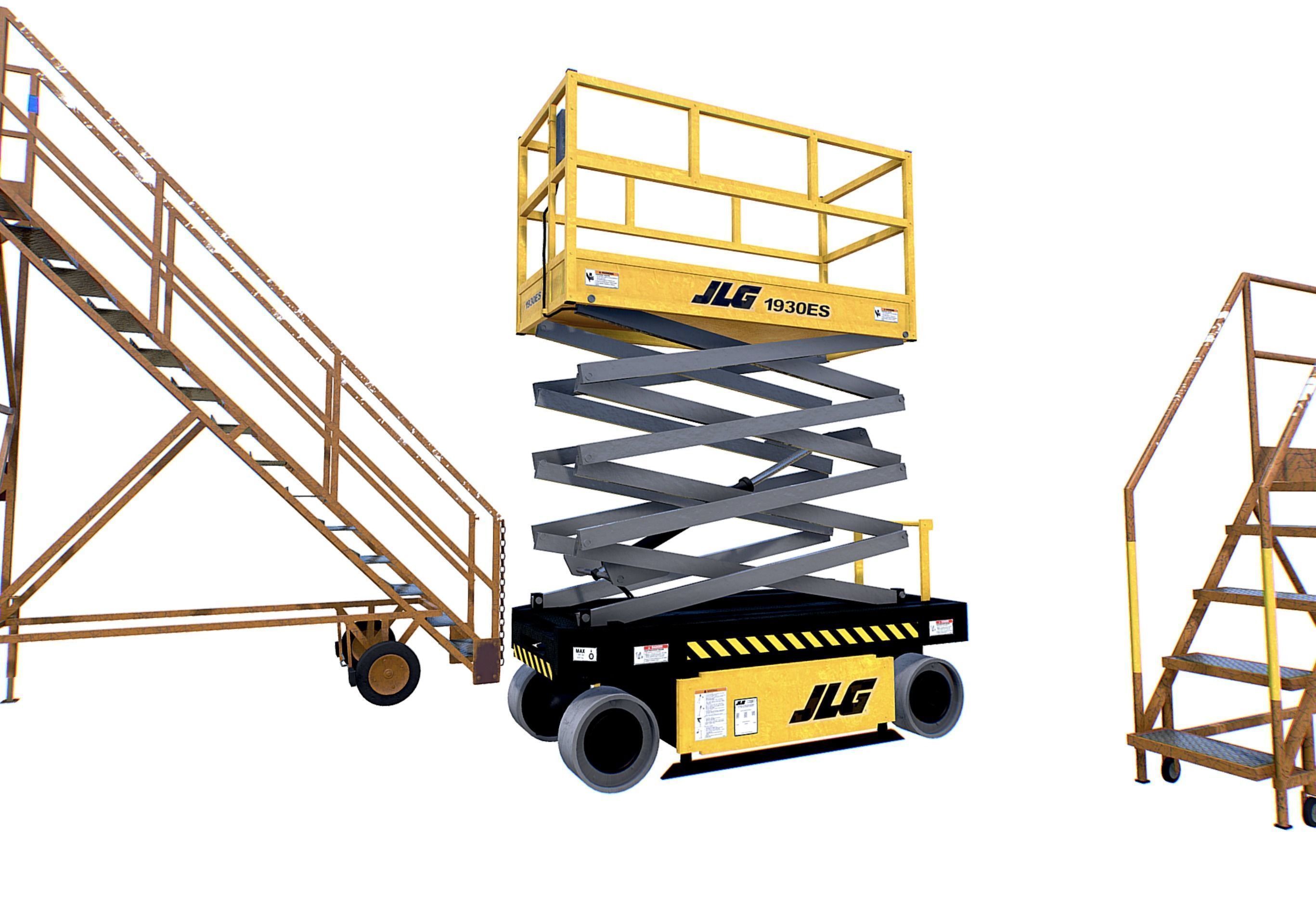 Aircraft Maintenance Ladders Collection Low-poly 3D model_8