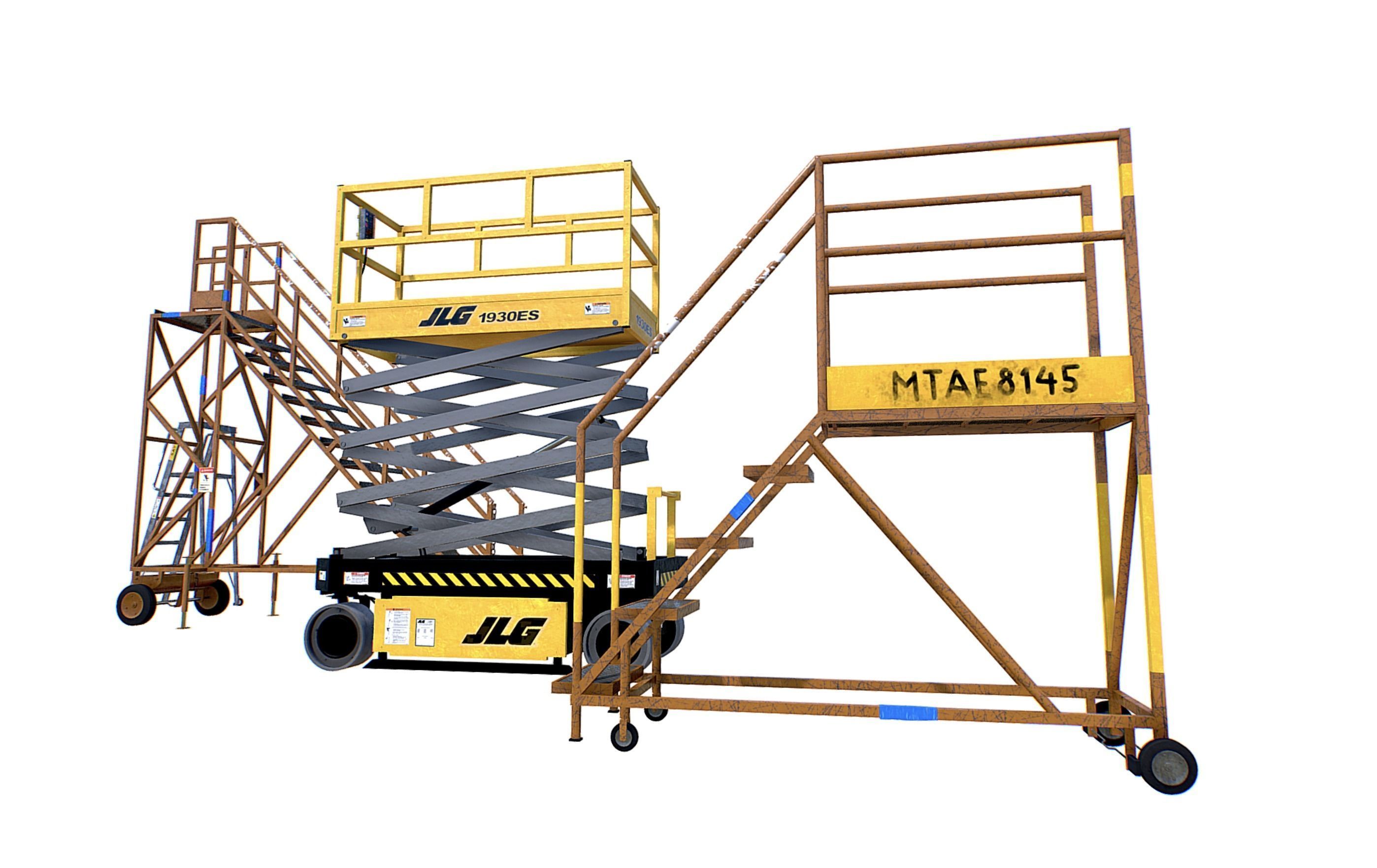 Aircraft Maintenance Ladders Collection Low-poly 3D model_2