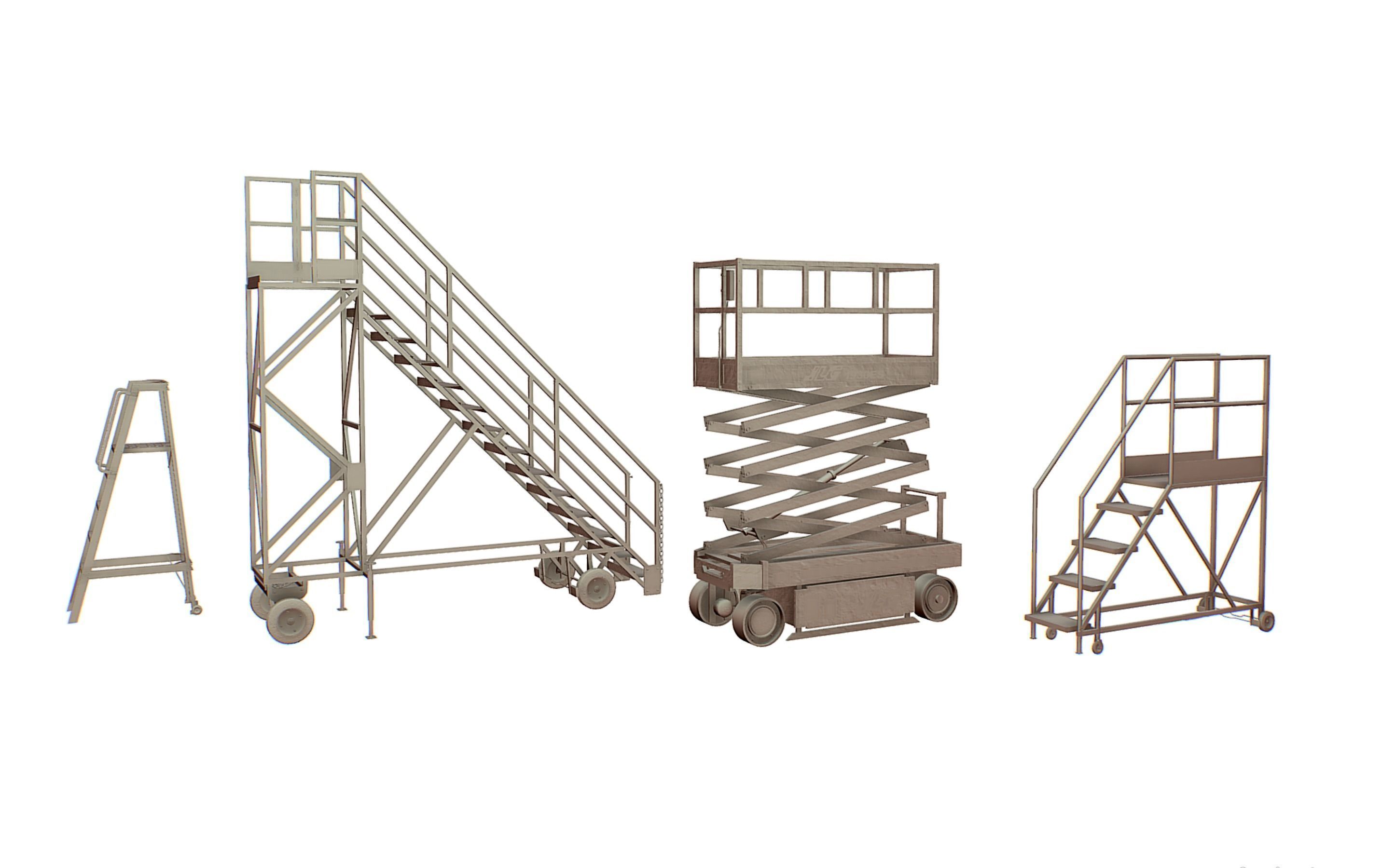 Aircraft Maintenance Ladders Collection Low-poly 3D model_14