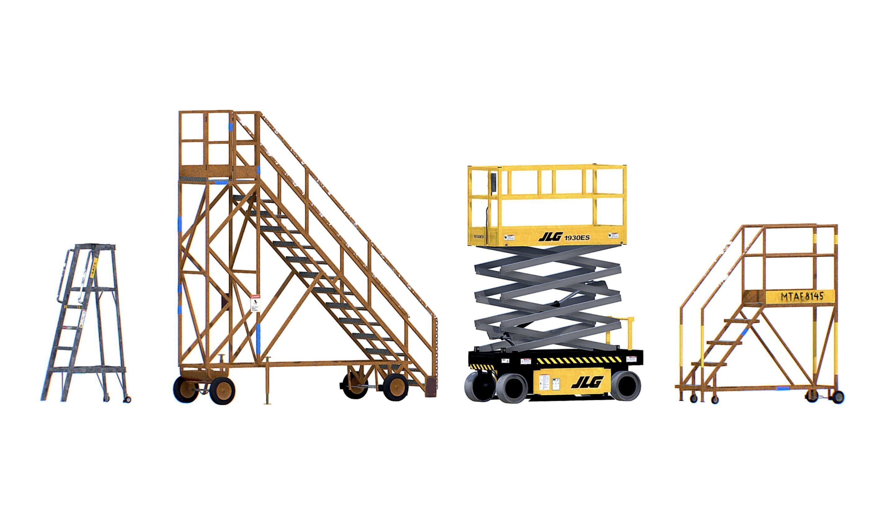 Aircraft Maintenance Ladders Collection Low-poly 3D model_6