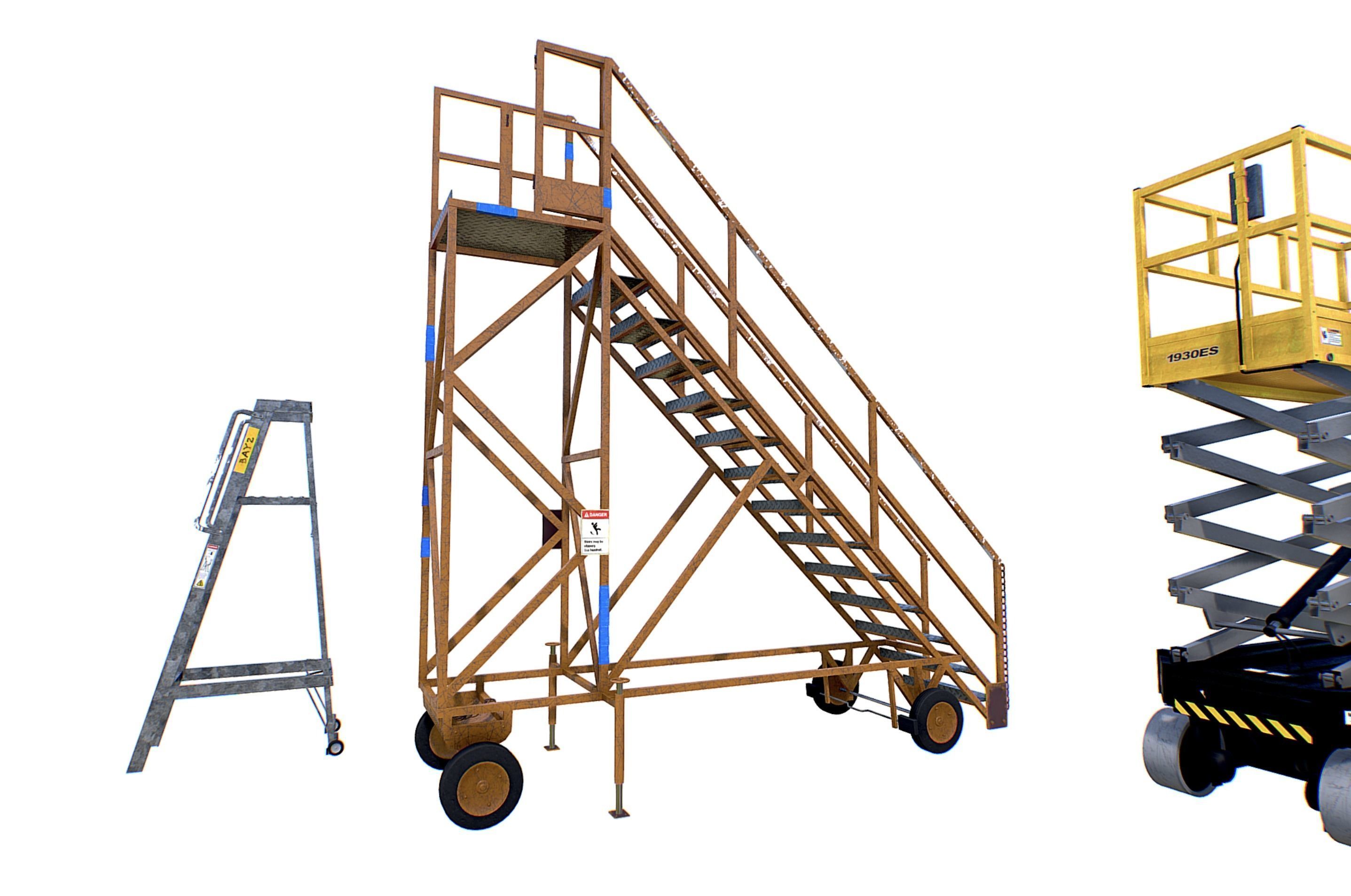 Aircraft Maintenance Ladders Collection Low-poly 3D model_11