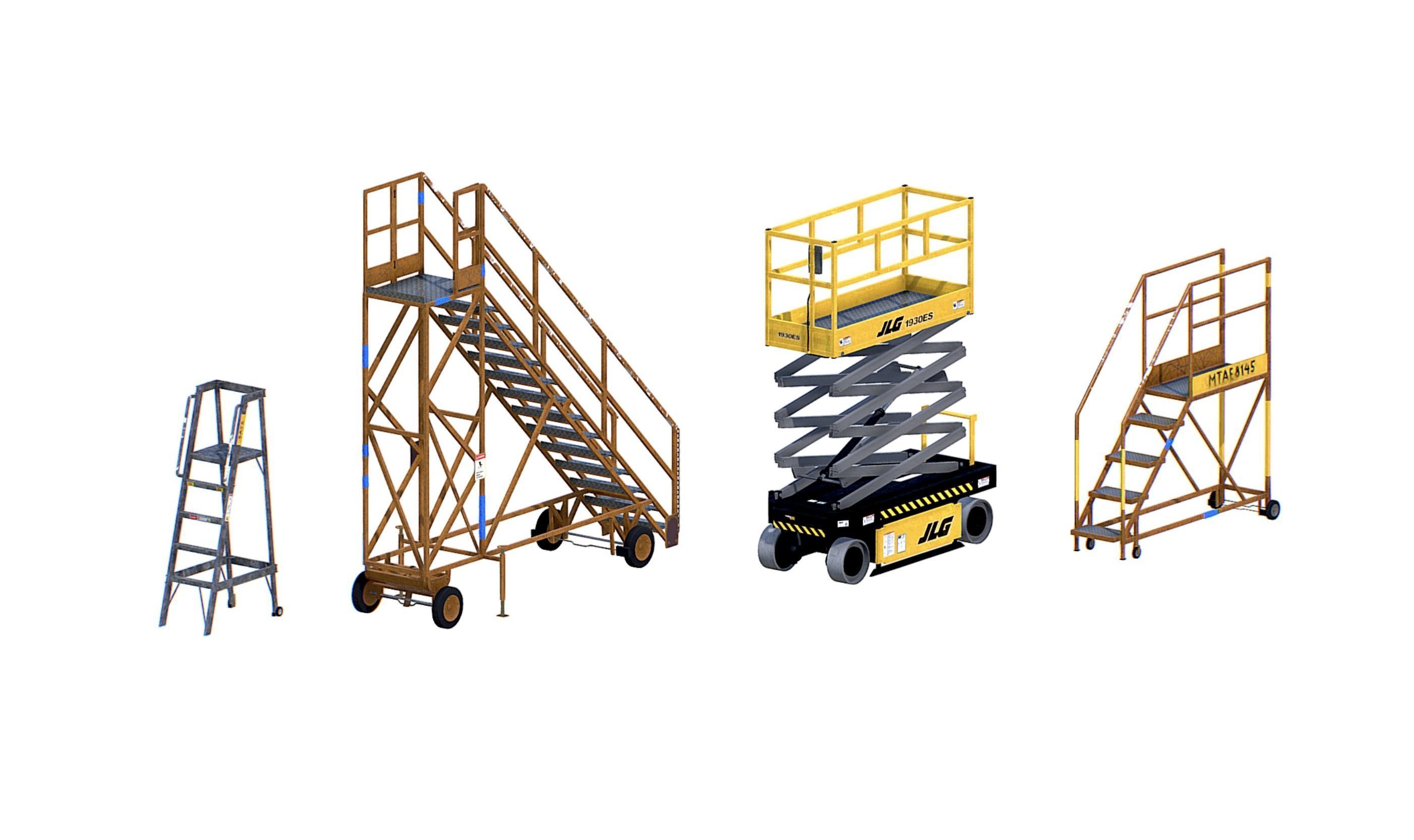 Aircraft Maintenance Ladders Collection Low-poly 3D model_4