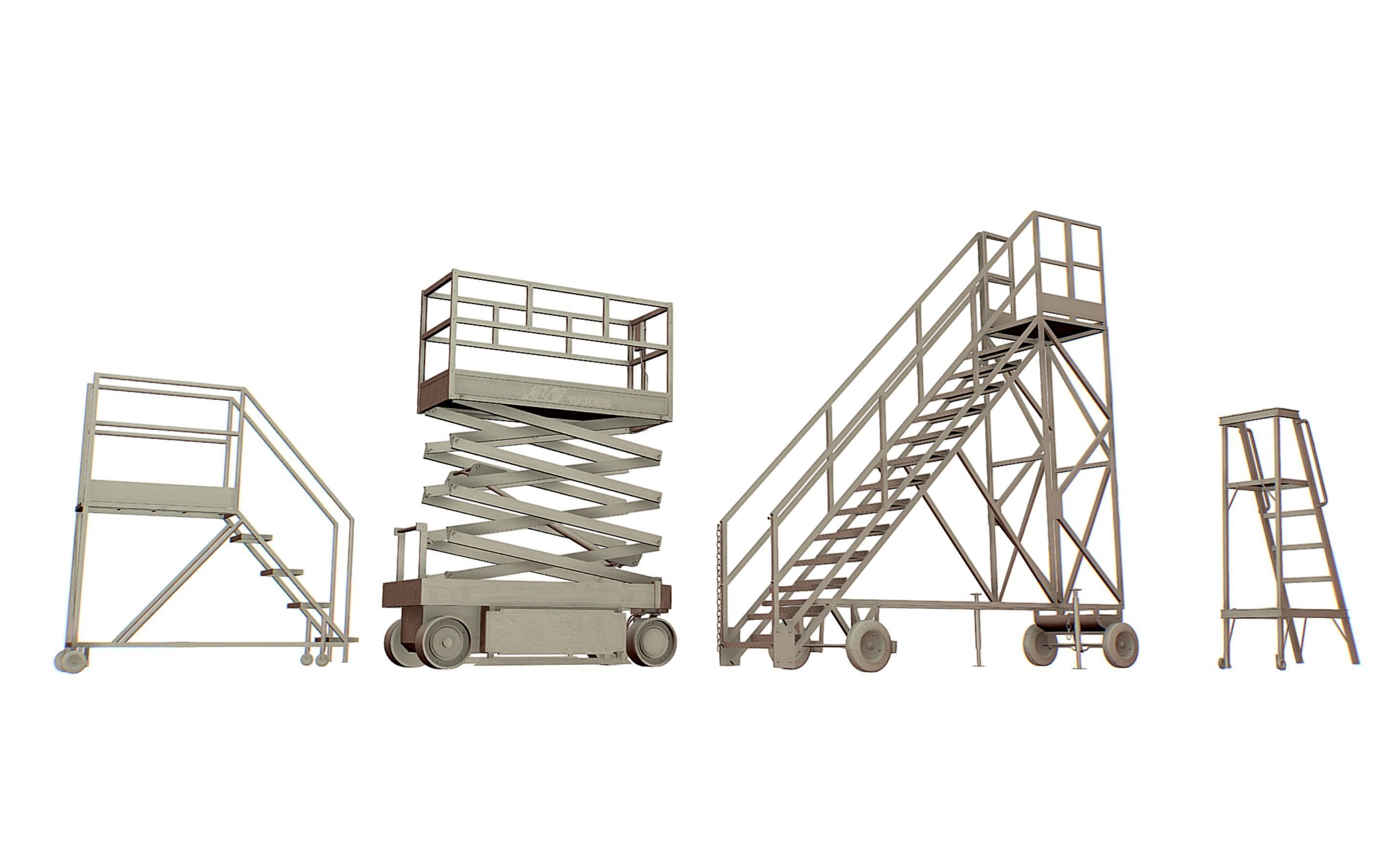 Aircraft Maintenance Ladders Collection Low-poly 3D model_13