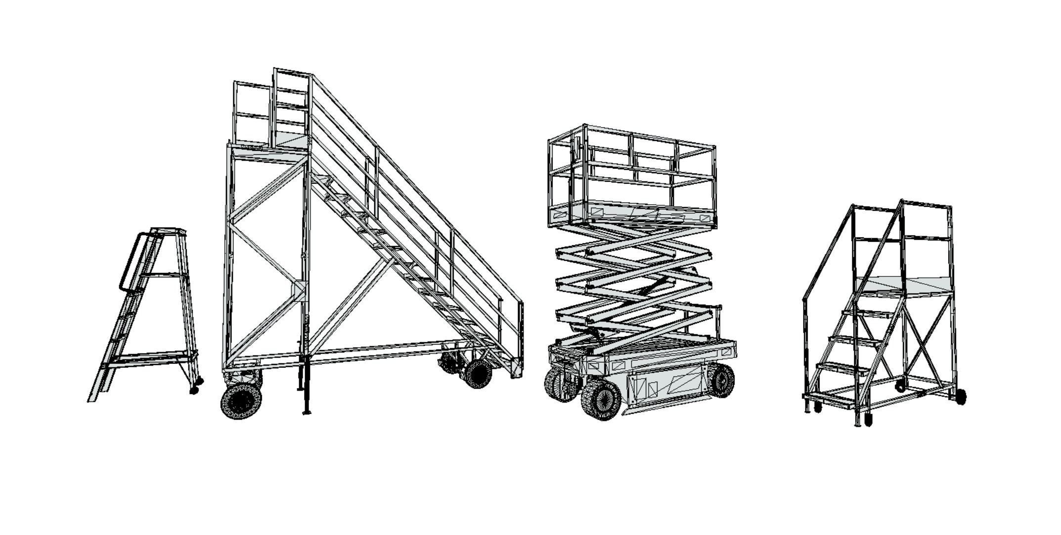 Aircraft Maintenance Ladders Collection Low-poly 3D model_10