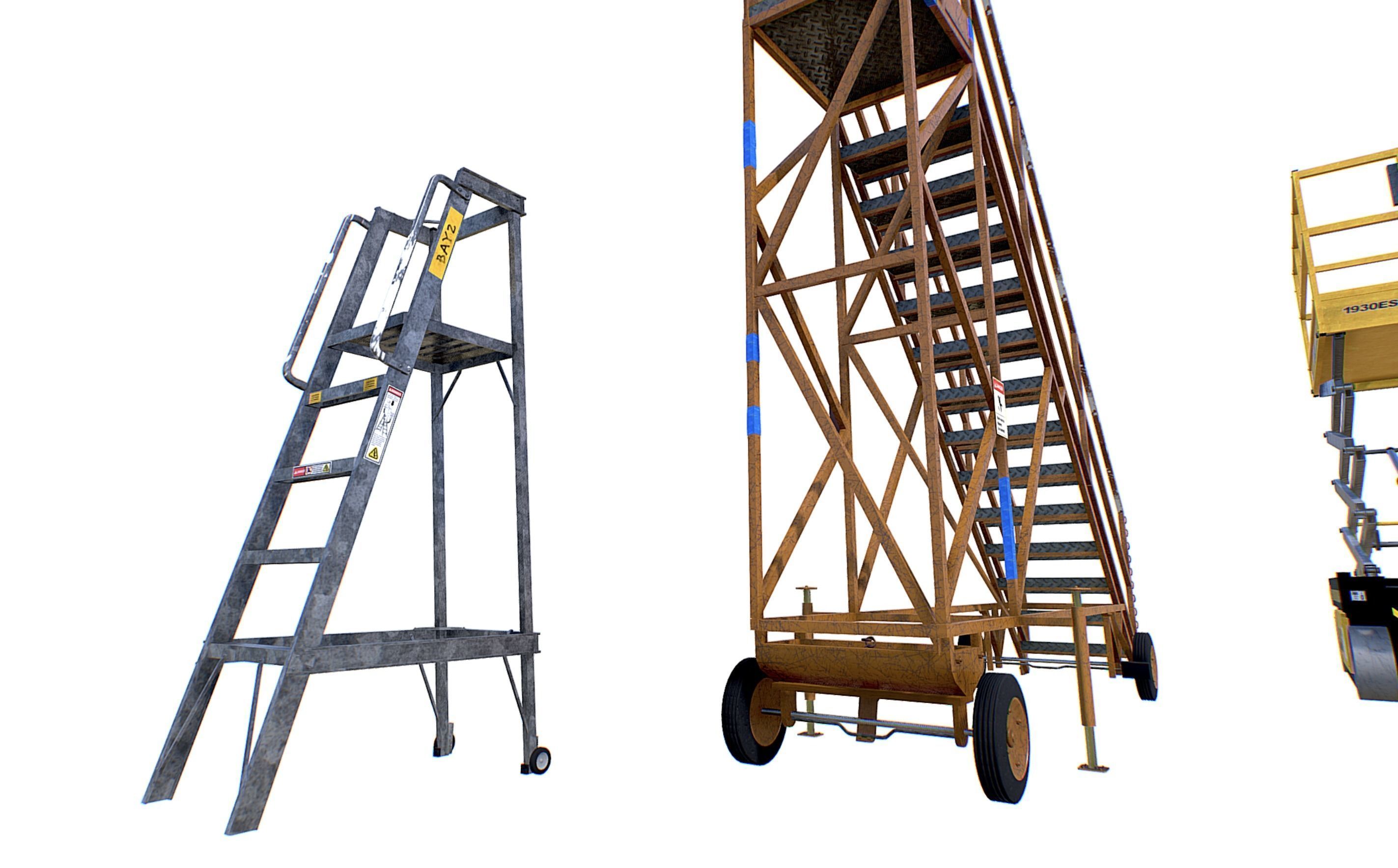 Aircraft Maintenance Ladders Collection Low-poly 3D model_9
