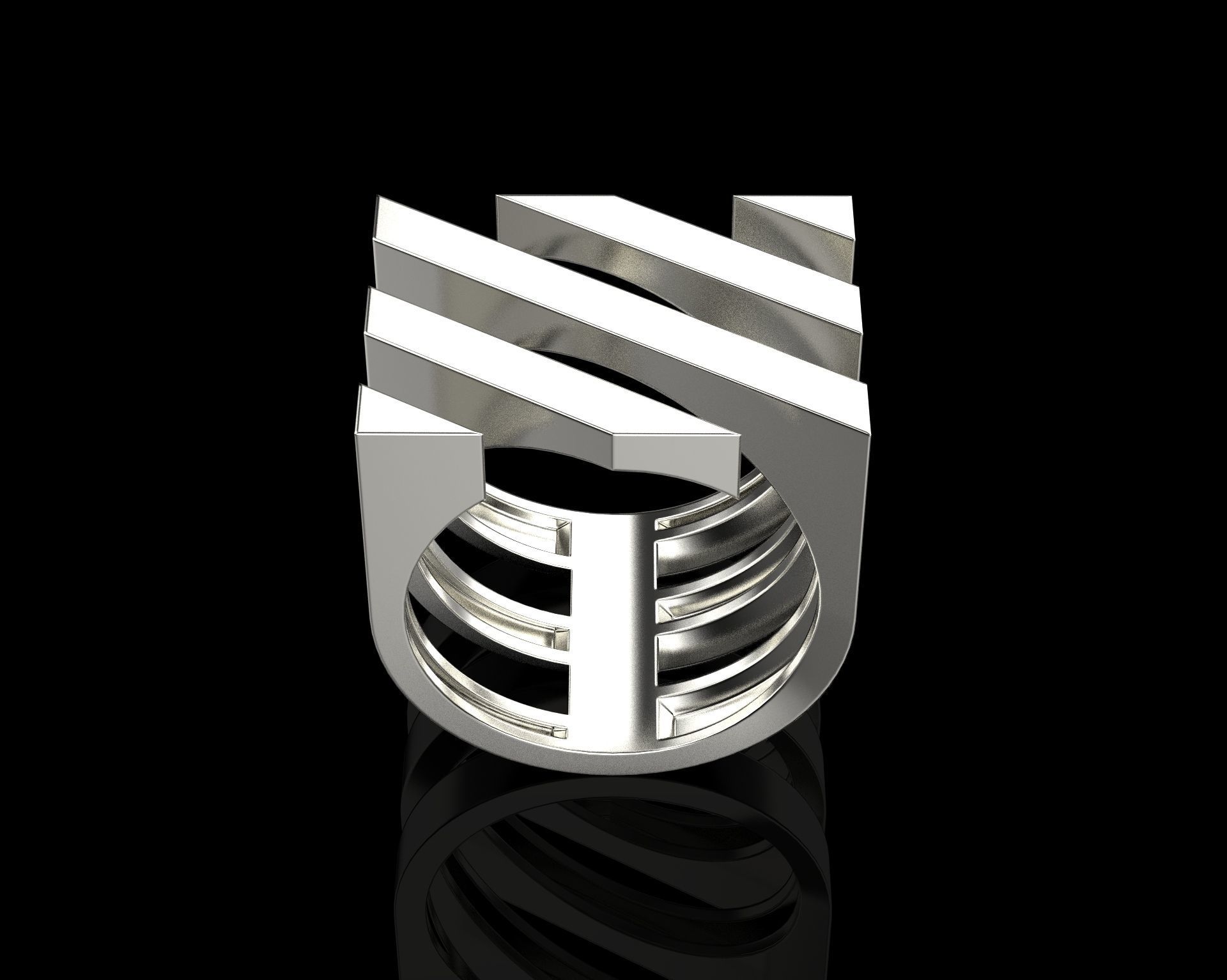 Abstract Ring N67 3D print model_15