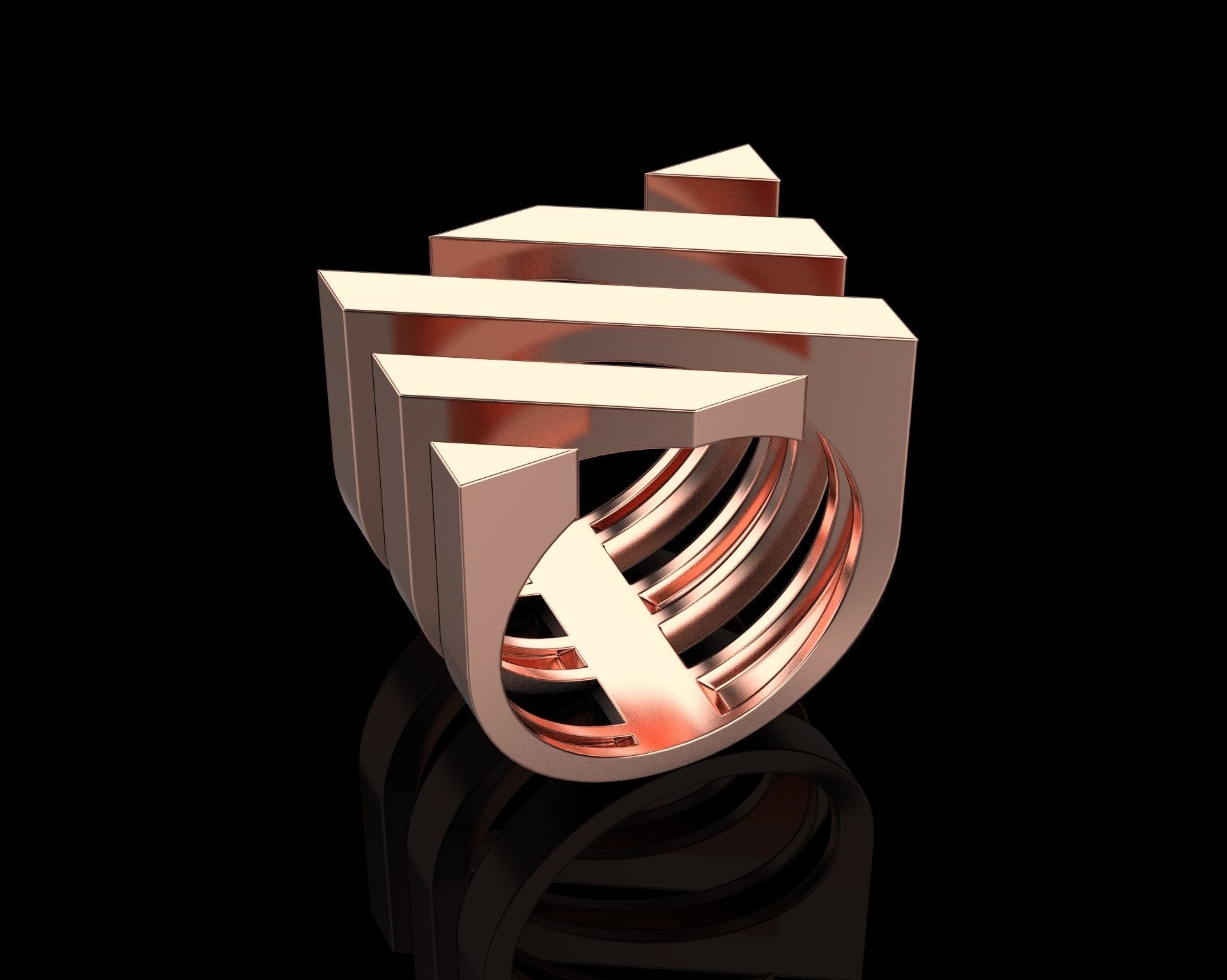 Abstract Ring N67 3D print model_11