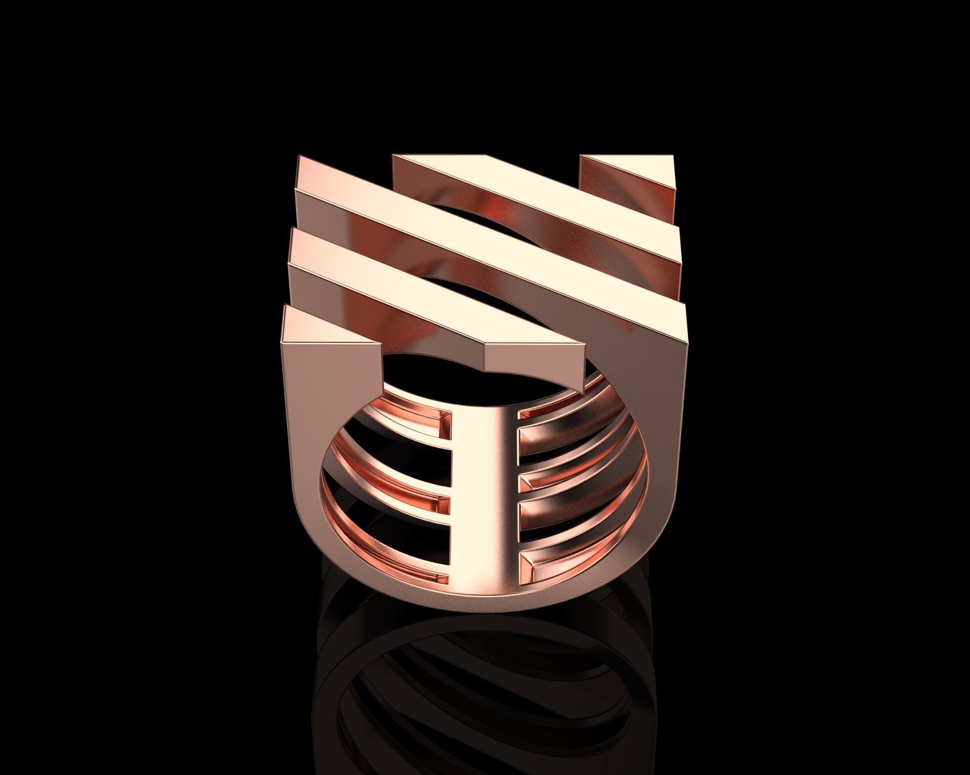 Abstract Ring N67 3D print model_13