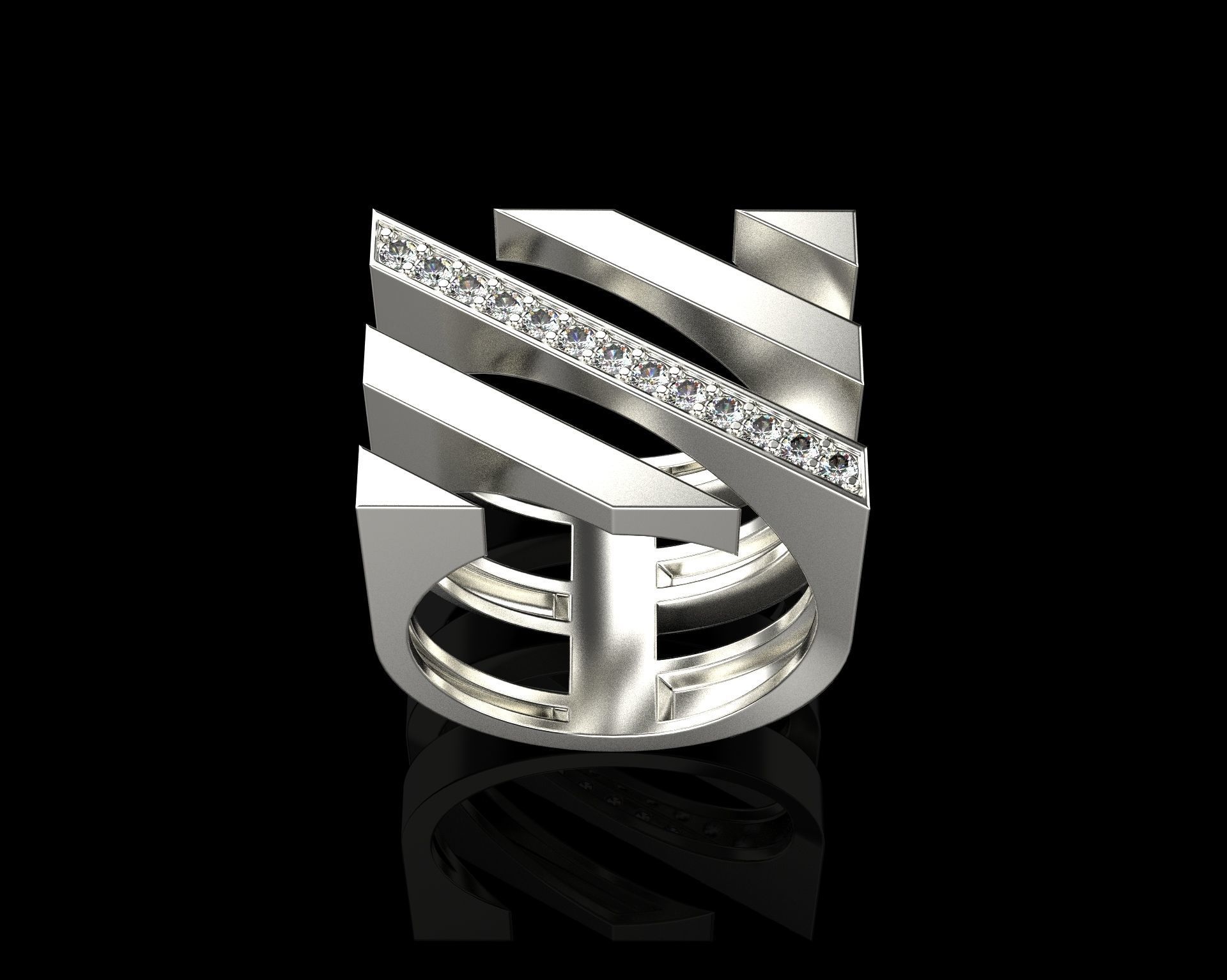 Ring with Diamonds N68 3D print model_18