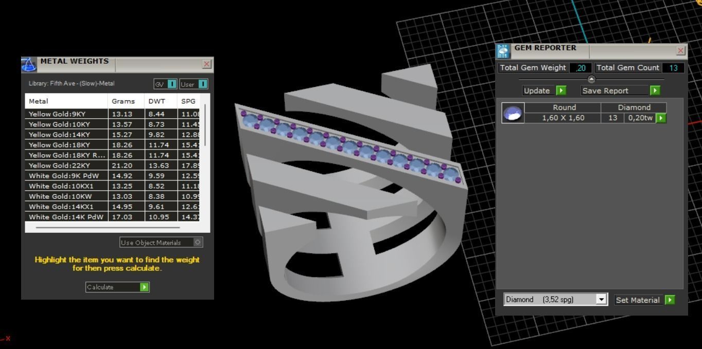 Ring with Diamonds N68 3D print model_10