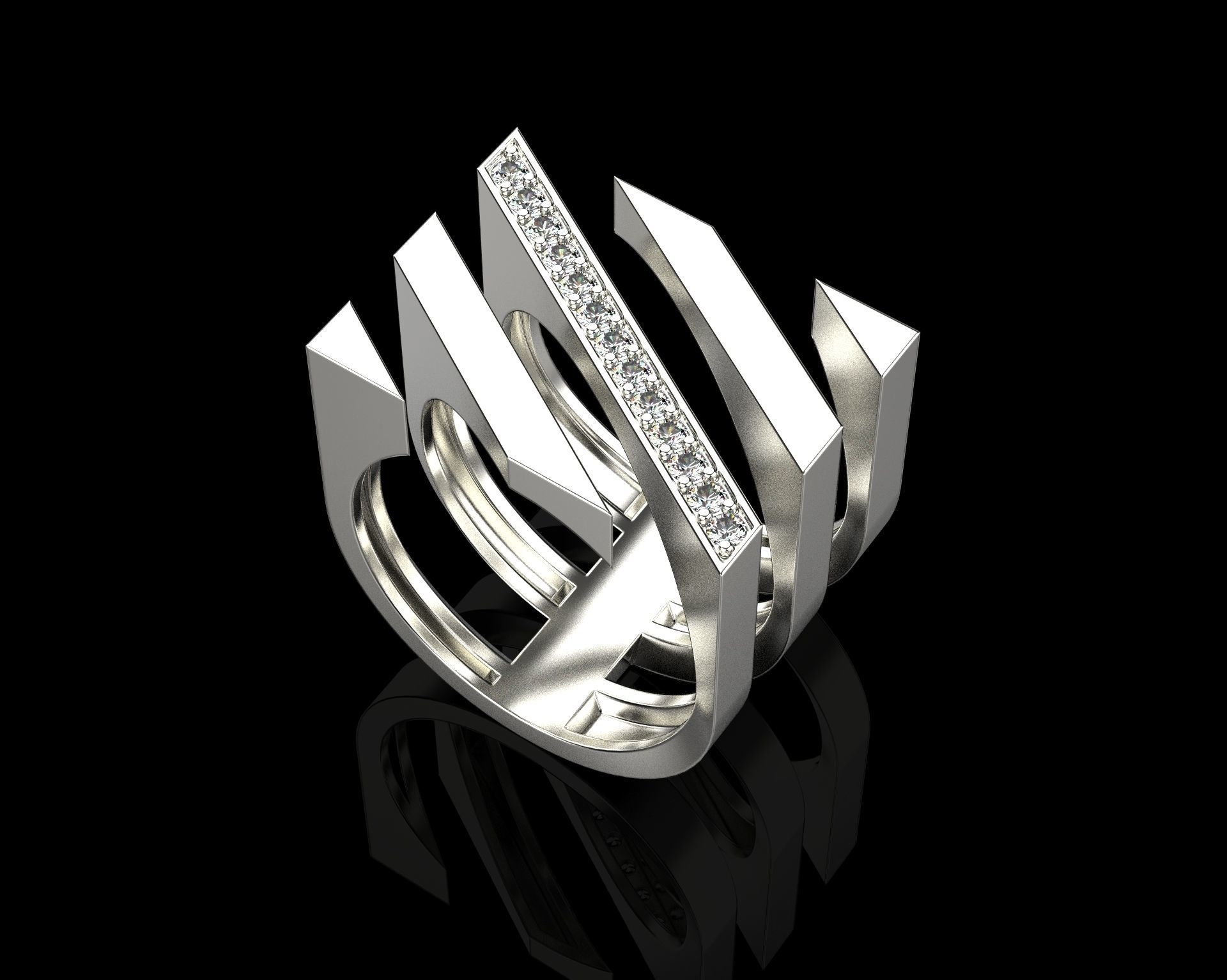 Ring with Diamonds N68 3D print model_17