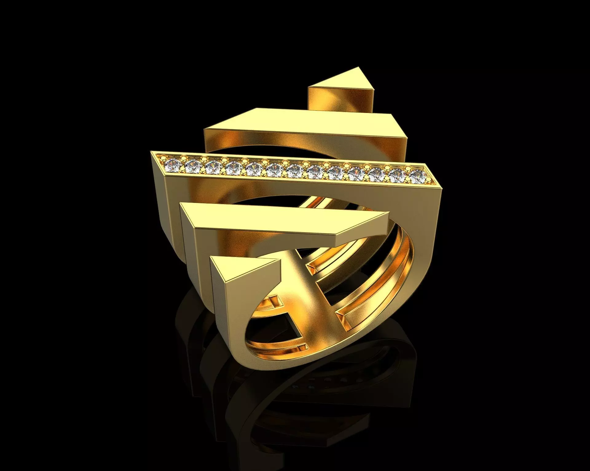 Ring with Diamonds N68 3D print model_0