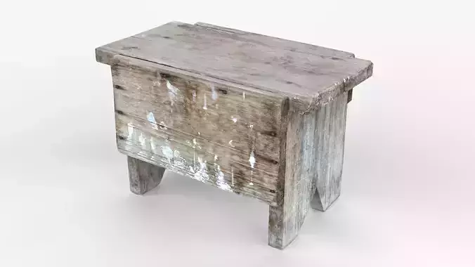 Antique Primitive Wooden Stool Long Leg Scan