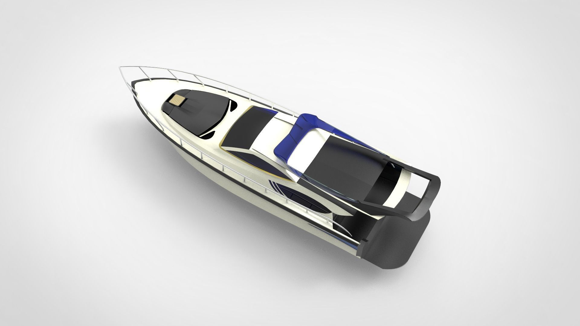 luxury yacht boat 3D model_1