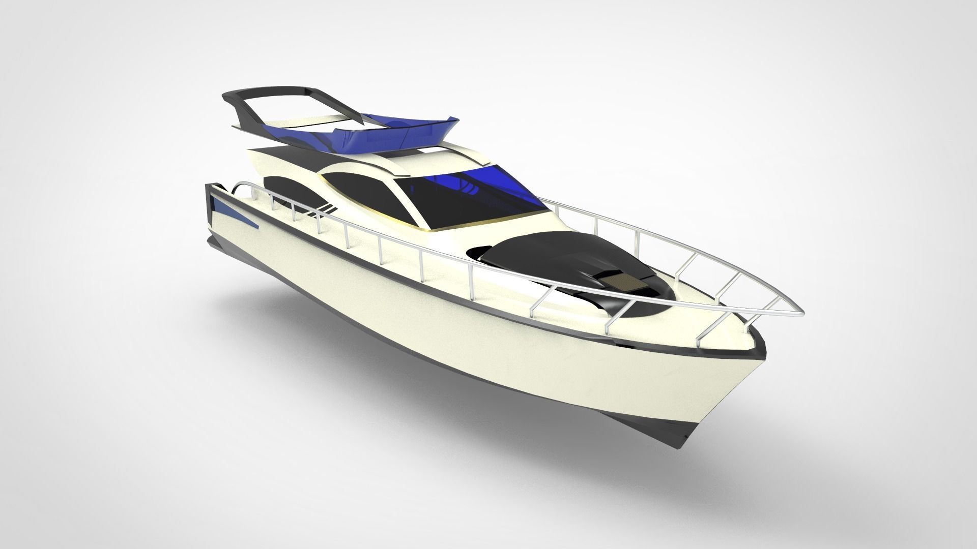 luxury yacht boat 3D model_2