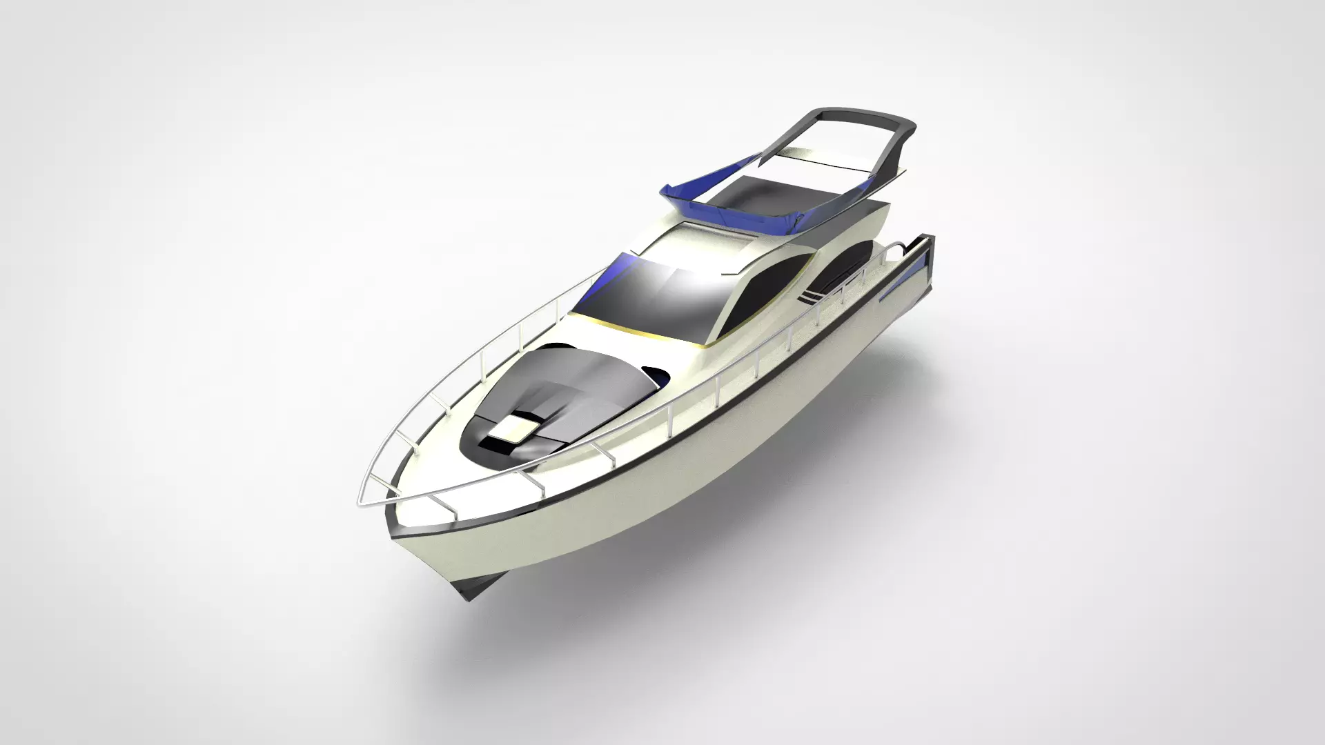 luxury yacht boat 3D model_0