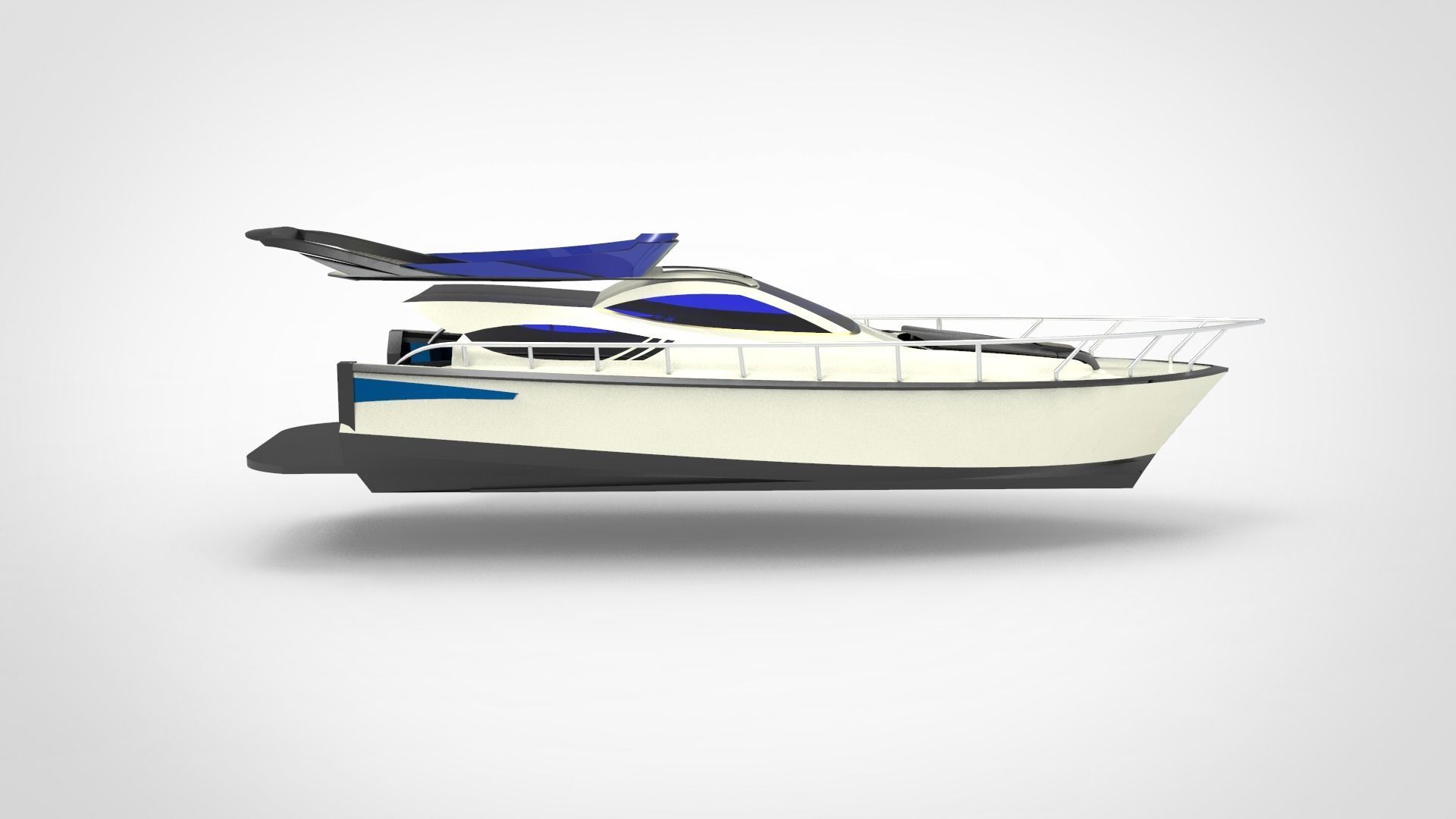 luxury yacht boat 3D model_4