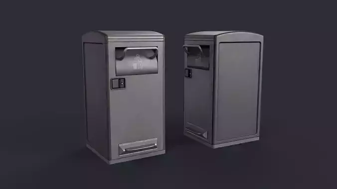 Street Trash Can 33 PBR Game Ready Low-poly 3D model