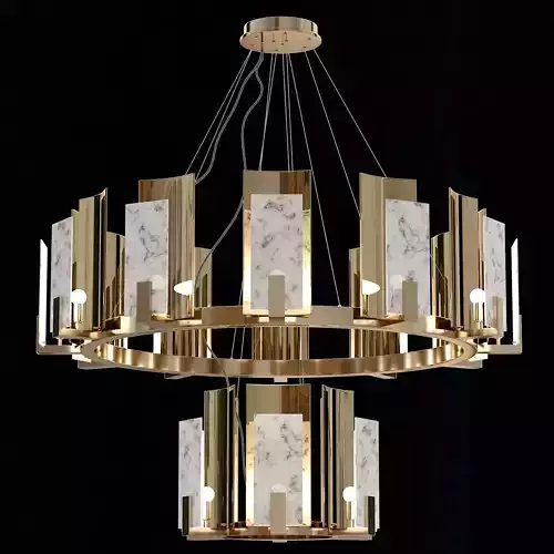 CARRARA MARBLE ROUND 2-TIER CHANDELIER