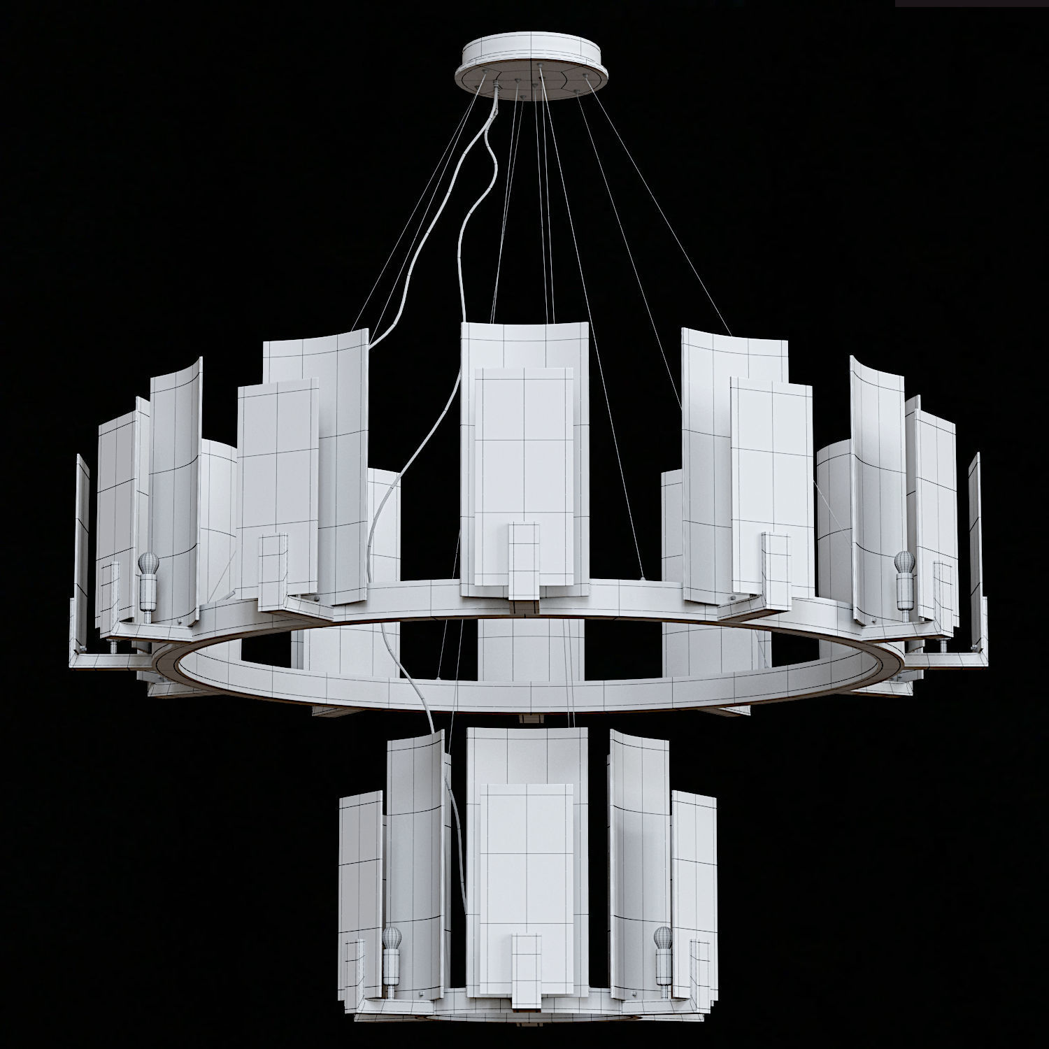CARRARA MARBLE ROUND 2-TIER CHANDELIER 3D model_3