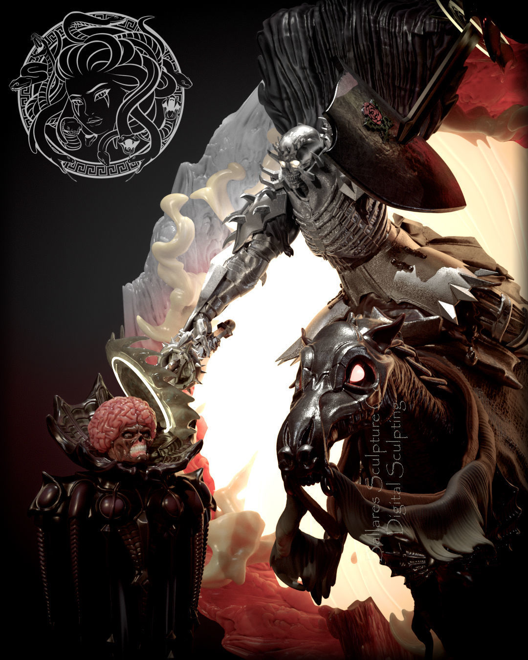 SKULLKNIGHT ON HORSE BY CREATIVE GEEK MB 3D print model_3