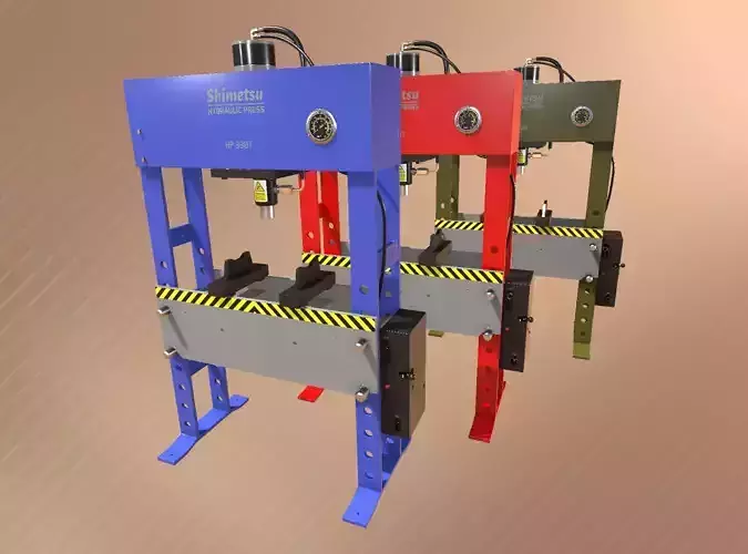 Hydraulic Press Set Low-poly 3D model