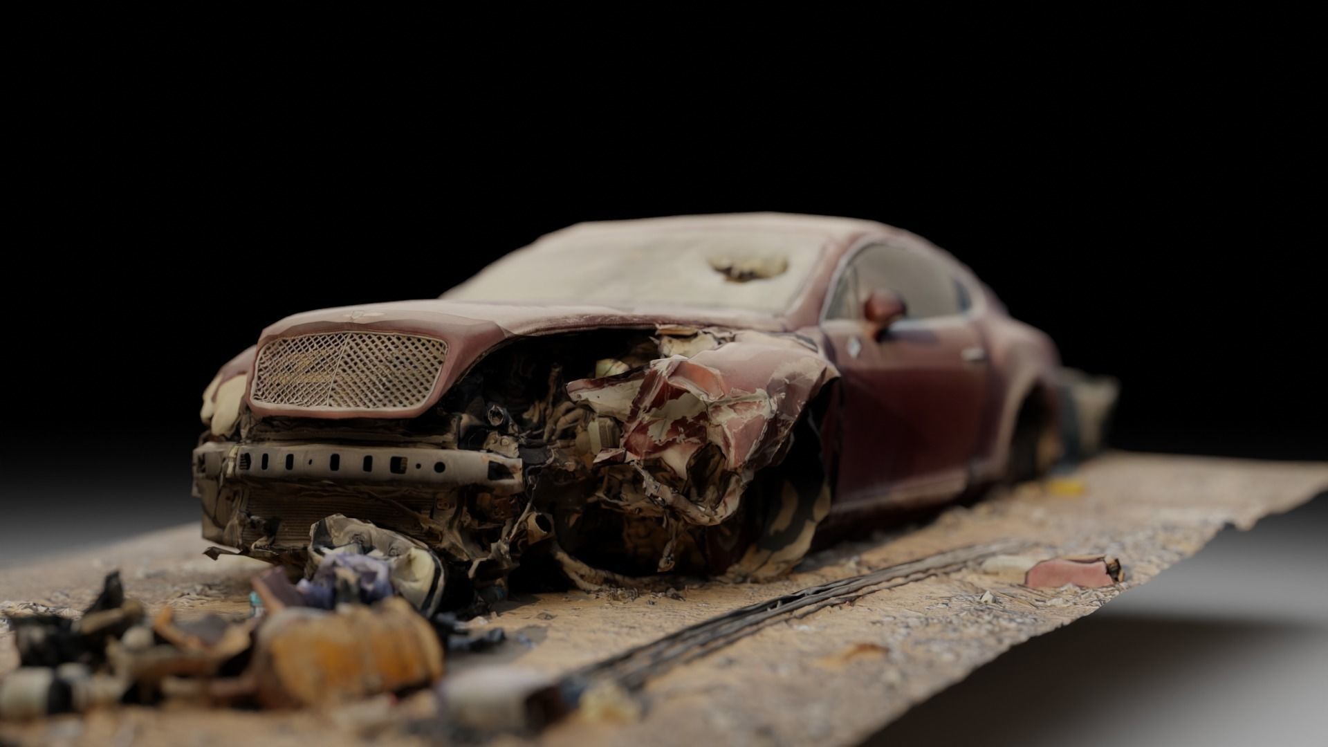 Abandoned Crushed Bentley 3d Model Cgtrader