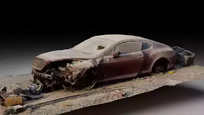 Abandoned crushed Bentley