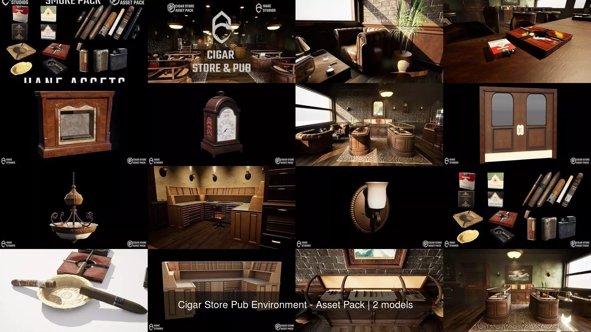 Cigar Store Pub Environment - Asset Pack 3D Model Collection_2