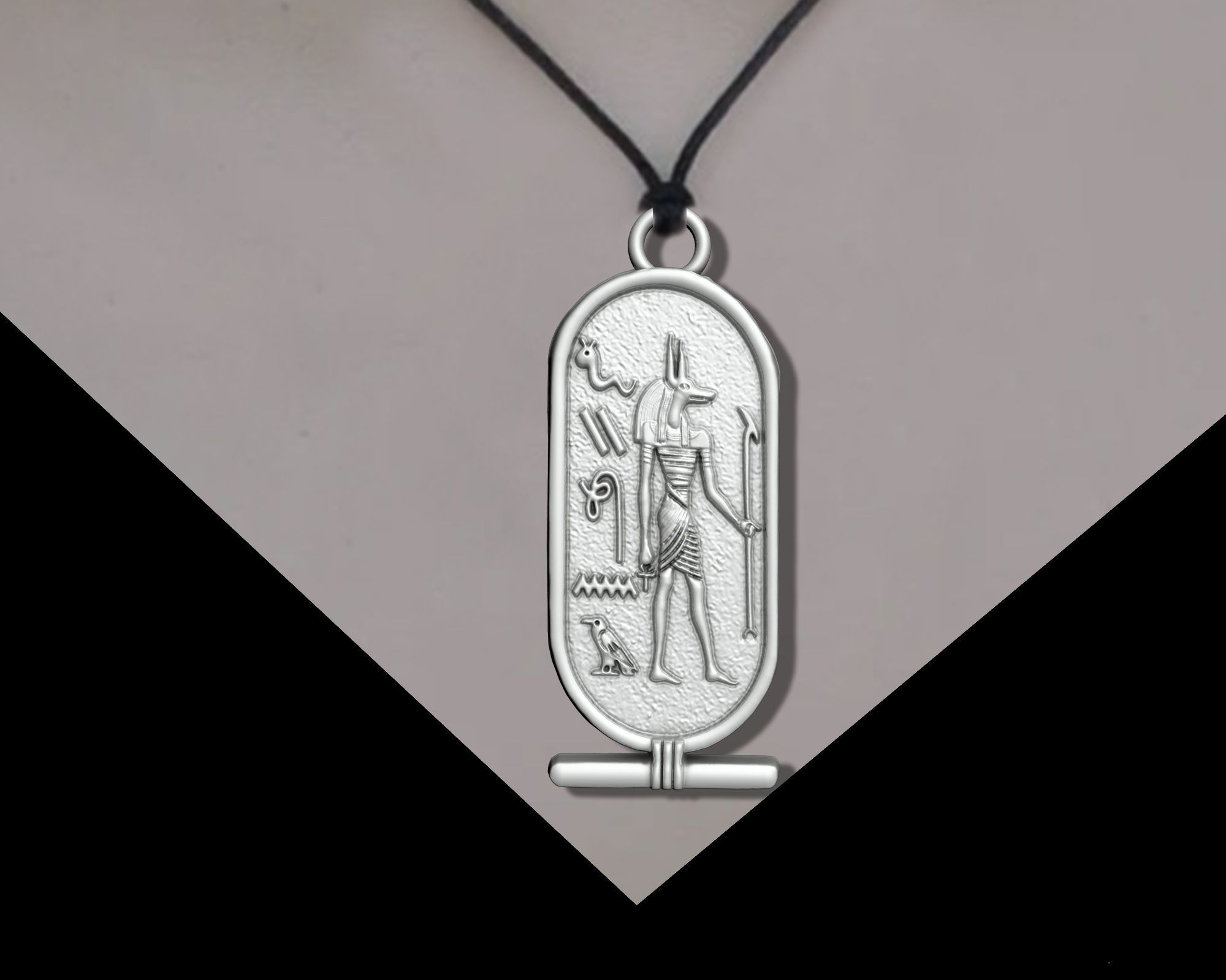 Anubis Cartouche Egyptian Jewelry Pendant 3D print model_5