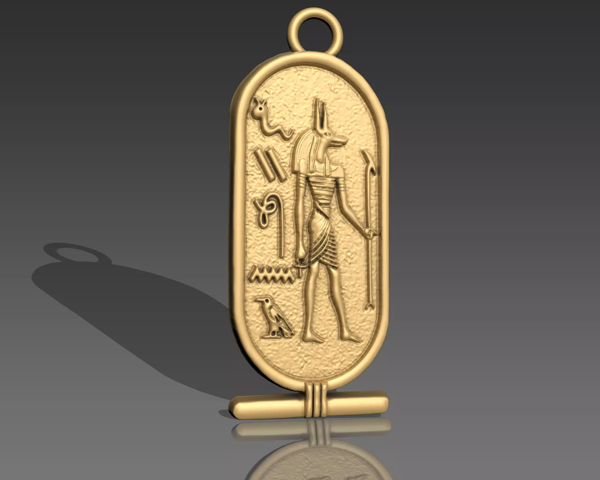 Anubis Cartouche Egyptian Jewelry Pendant 3D print model_0