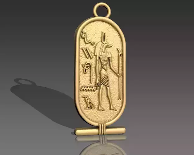 Anubis Cartouche Egyptian Jewelry Pendant 3D print model