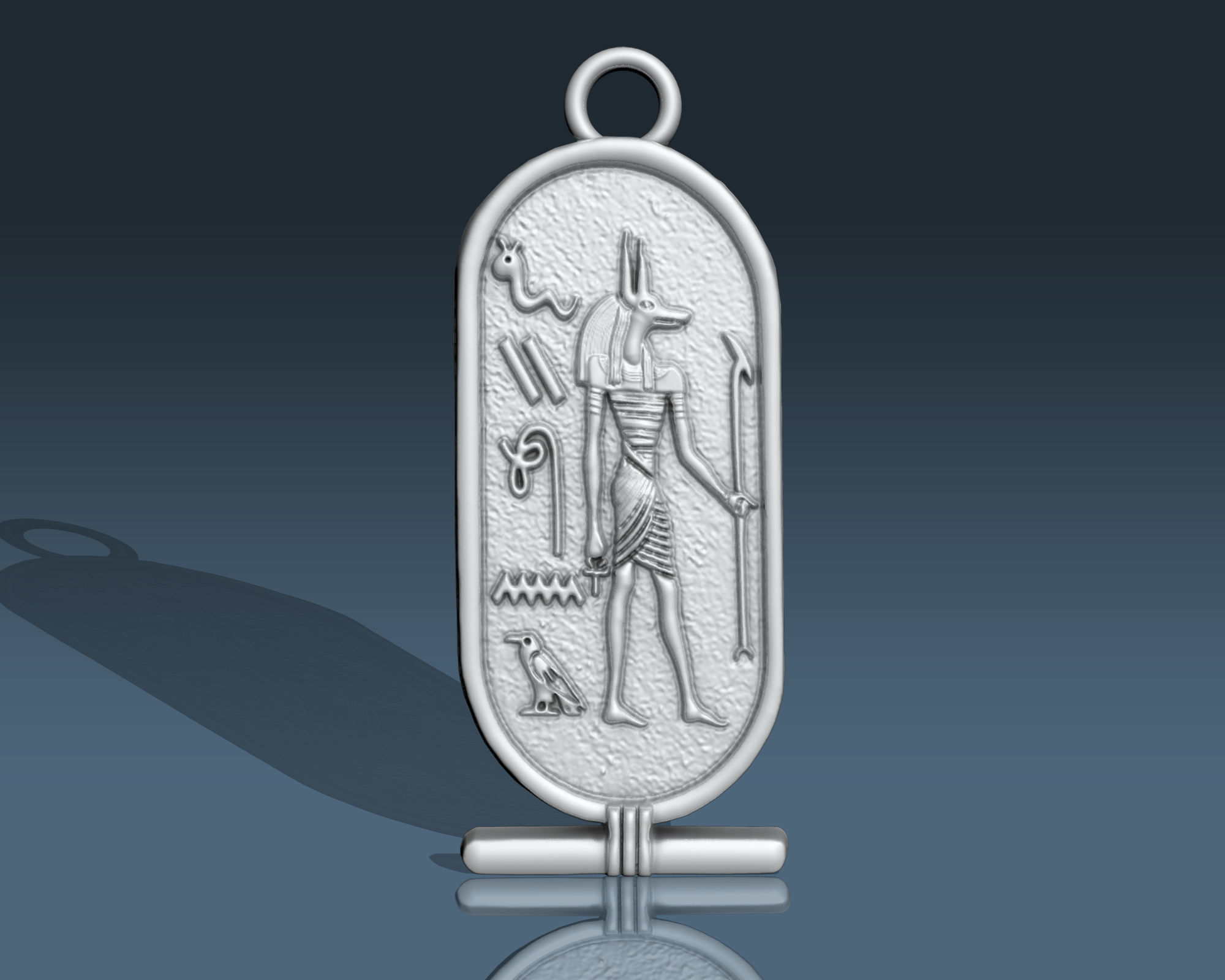 Anubis Cartouche Egyptian Jewelry Pendant 3D print model_4