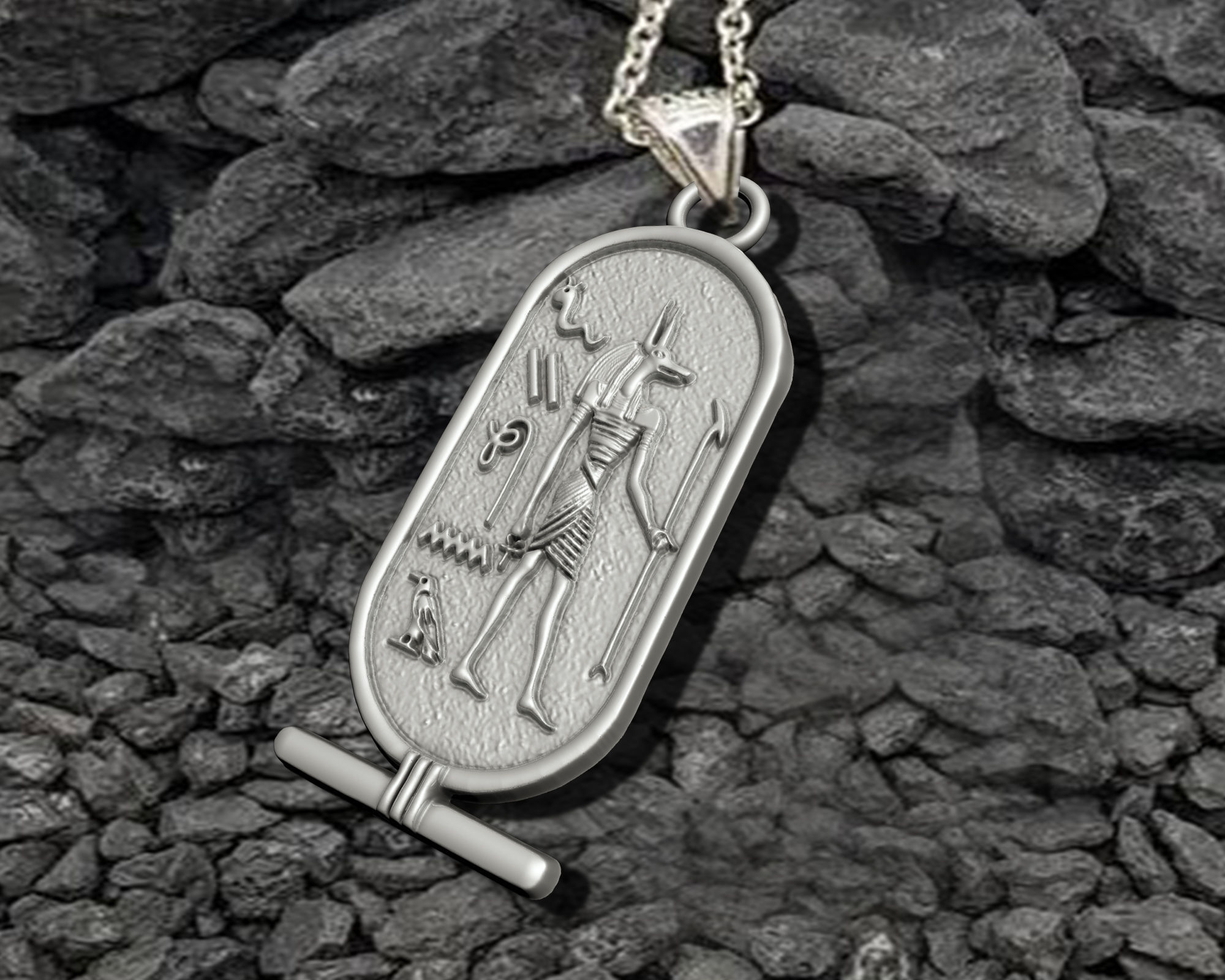 Anubis Cartouche Egyptian Jewelry Pendant 3D print model_1