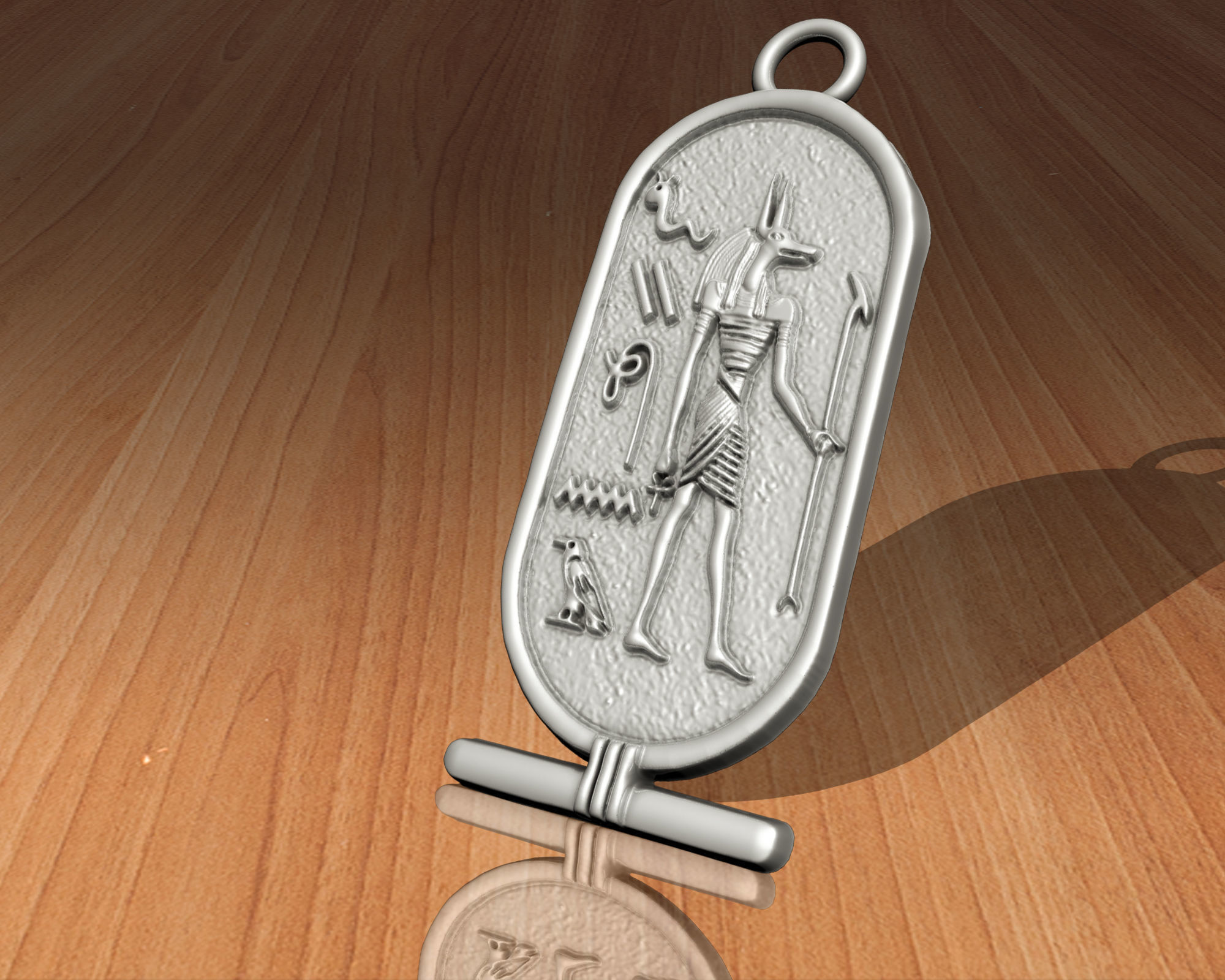 Anubis Cartouche Egyptian Jewelry Pendant 3D print model_6