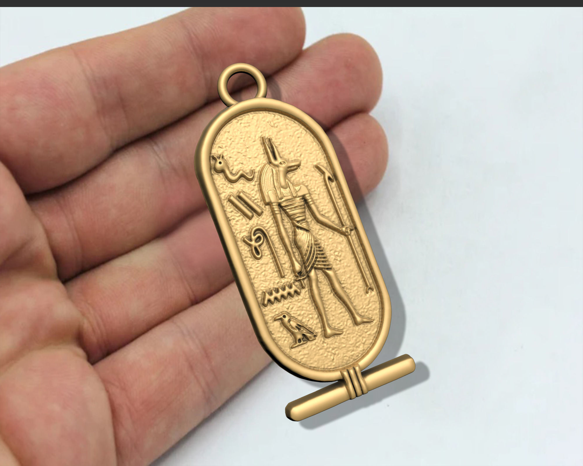 Anubis Cartouche Egyptian Jewelry Pendant 3D print model_2