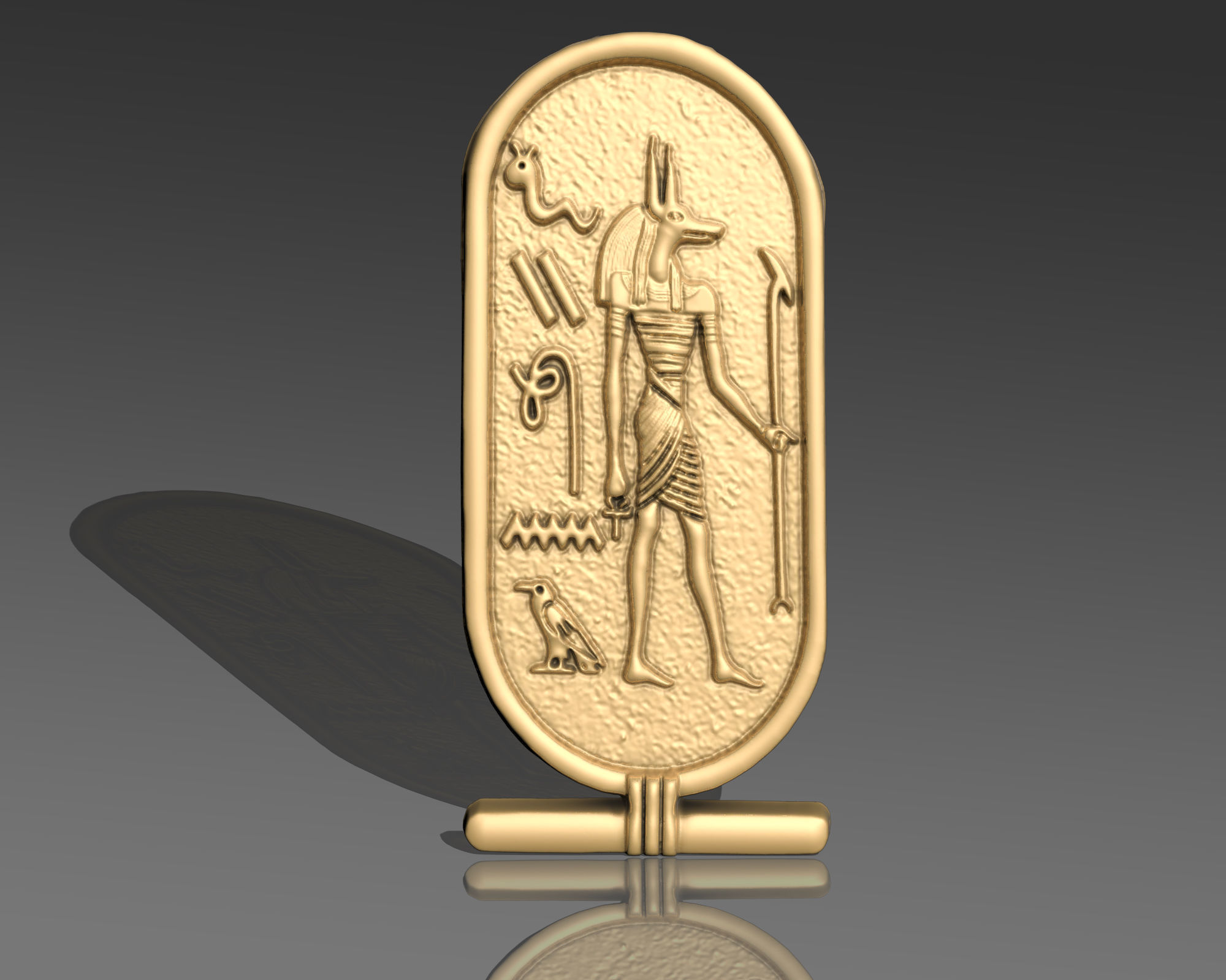 Anubis Cartouche Egyptian Jewelry Pendant 3D print model_3