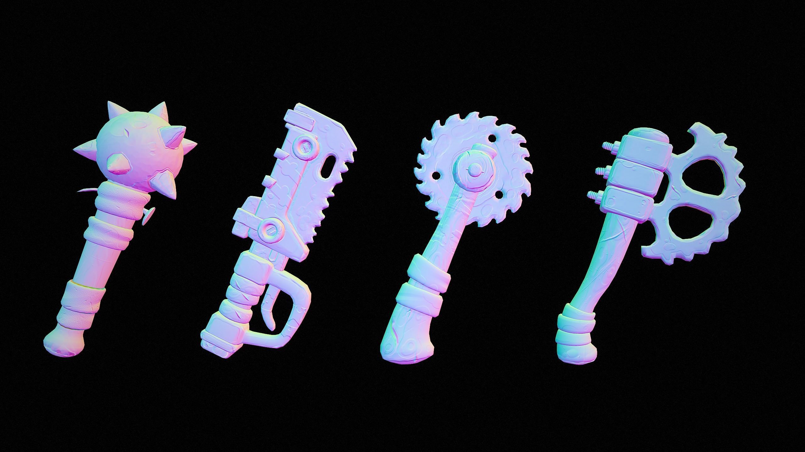 Weapons Stylized Low-poly 3D model_3