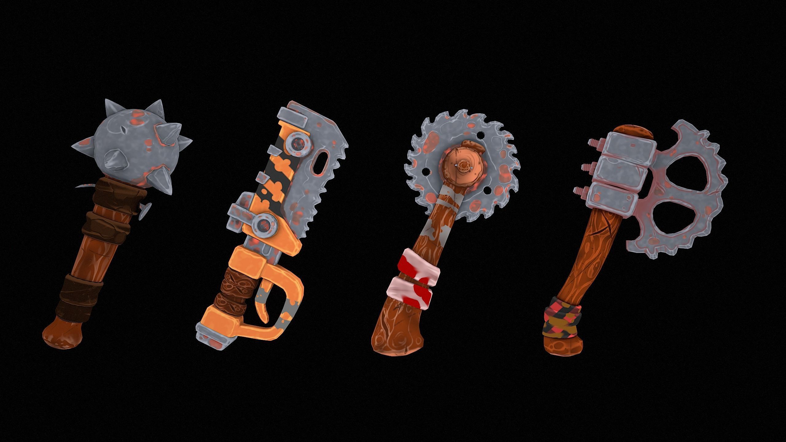 Weapons Stylized Low-poly 3D model_1