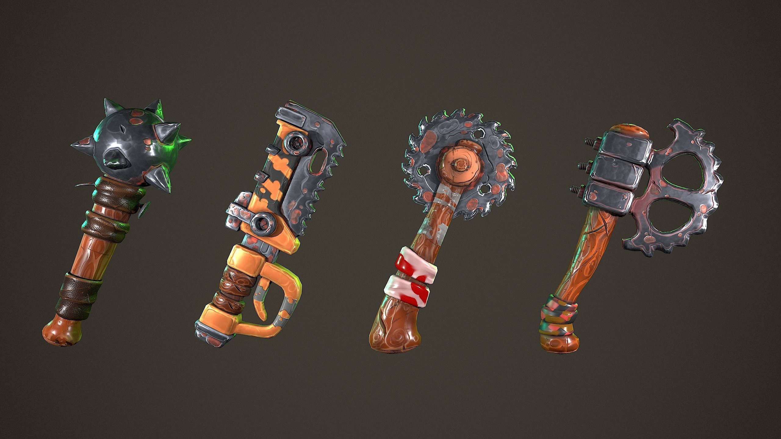 Weapons Stylized Low-poly 3D model_2