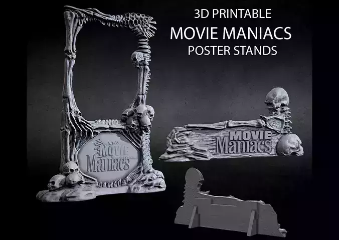 3D PRINTABLE MOVIE MANIACS POSTER STANDS TWO PACK 3D print model